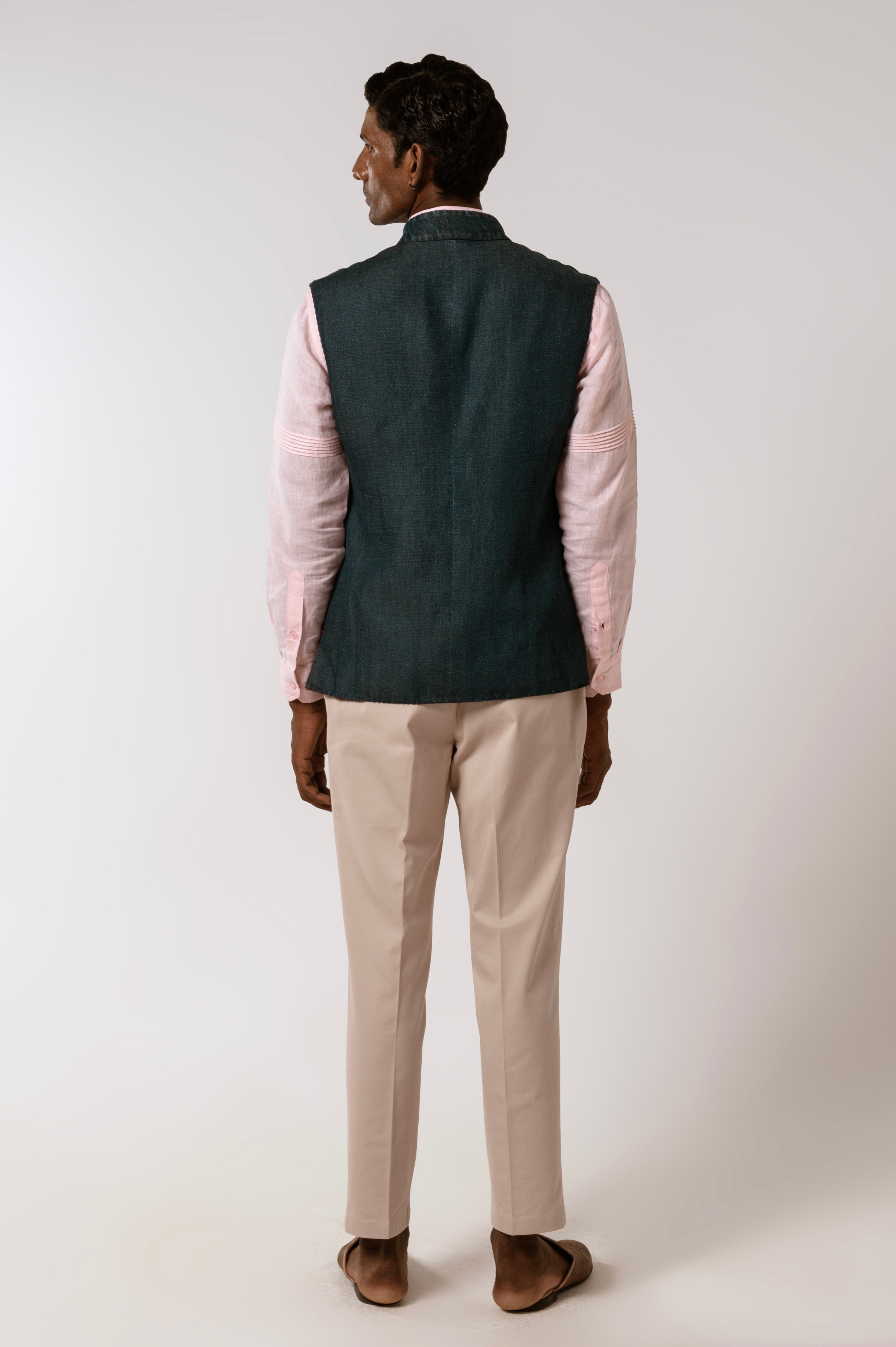 Ameer Sadri In Blue Cotton Linen Denim