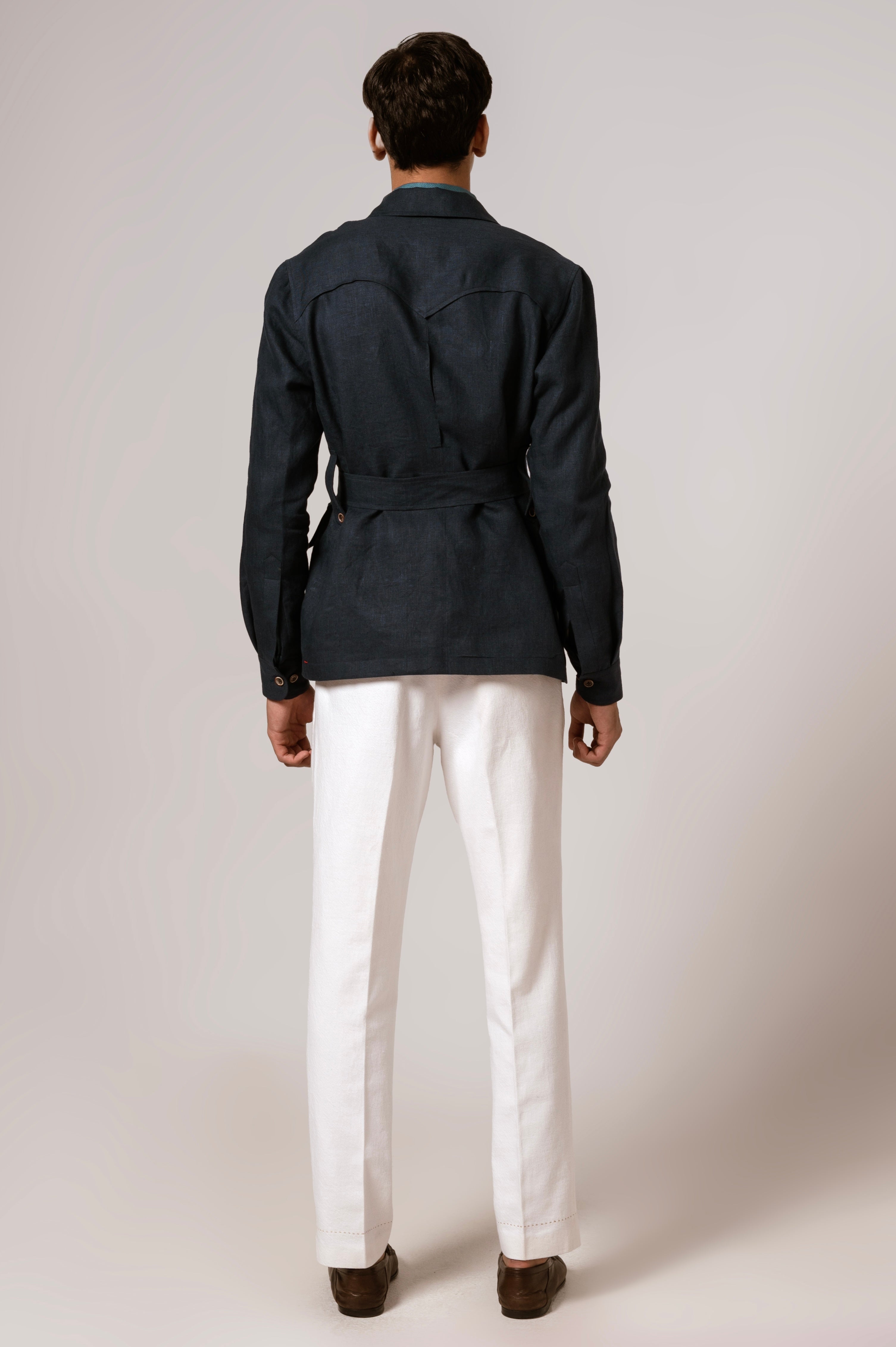 Bush Jacket in Indigo Linen