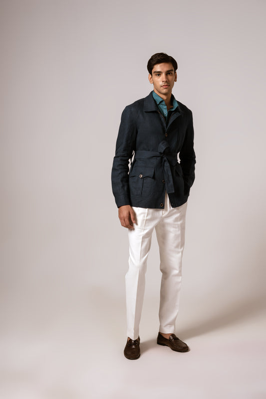 Bush Jacket in Indigo Linen