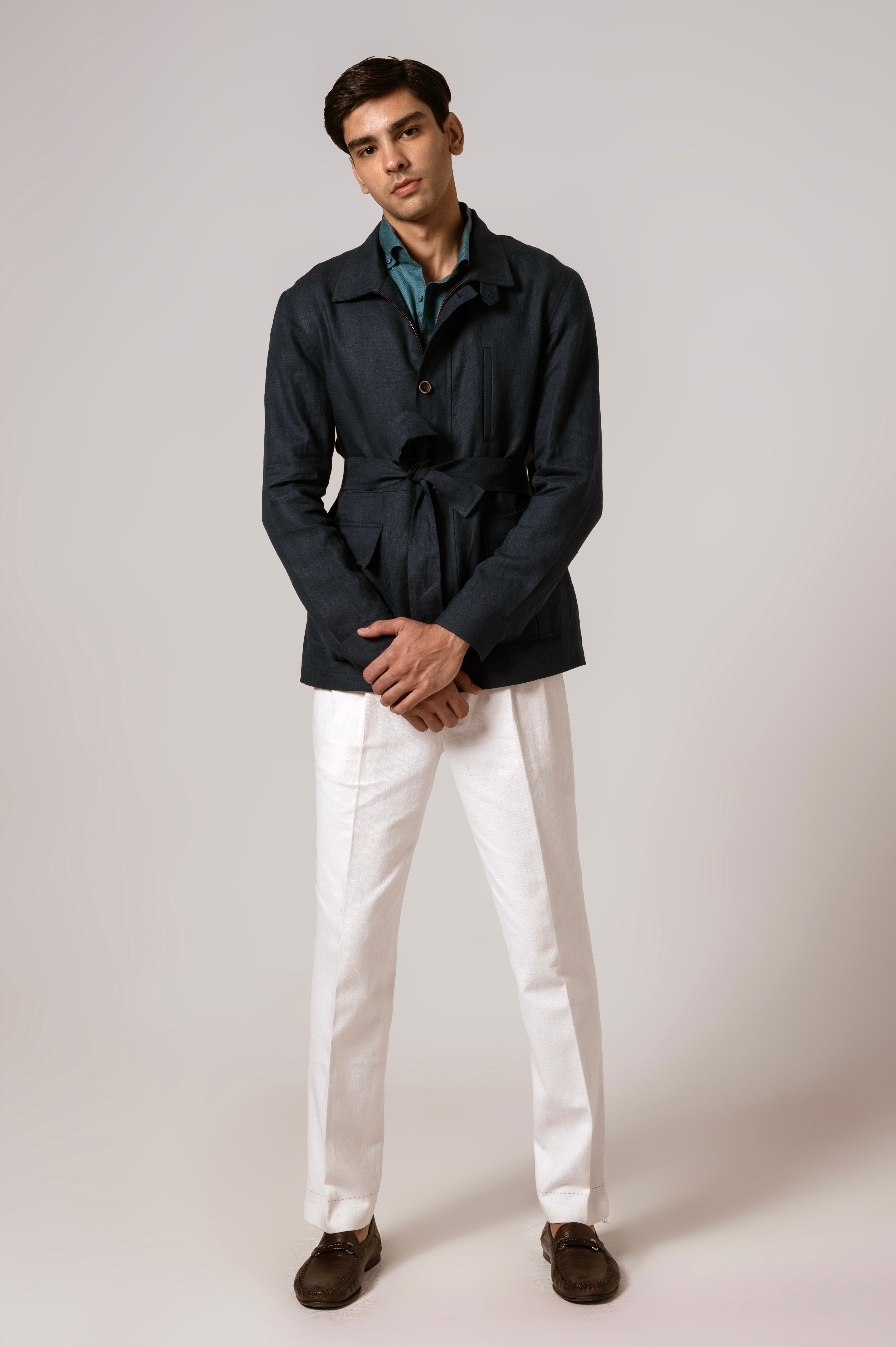 Bush Jacket in Indigo Linen