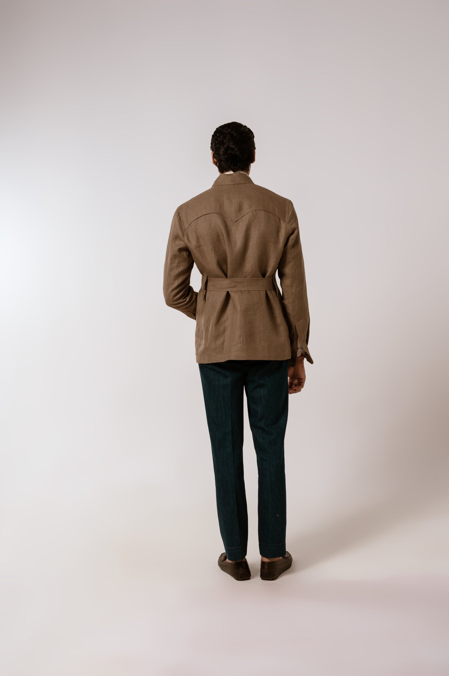 Bush Jacket In Khakhi Linen
