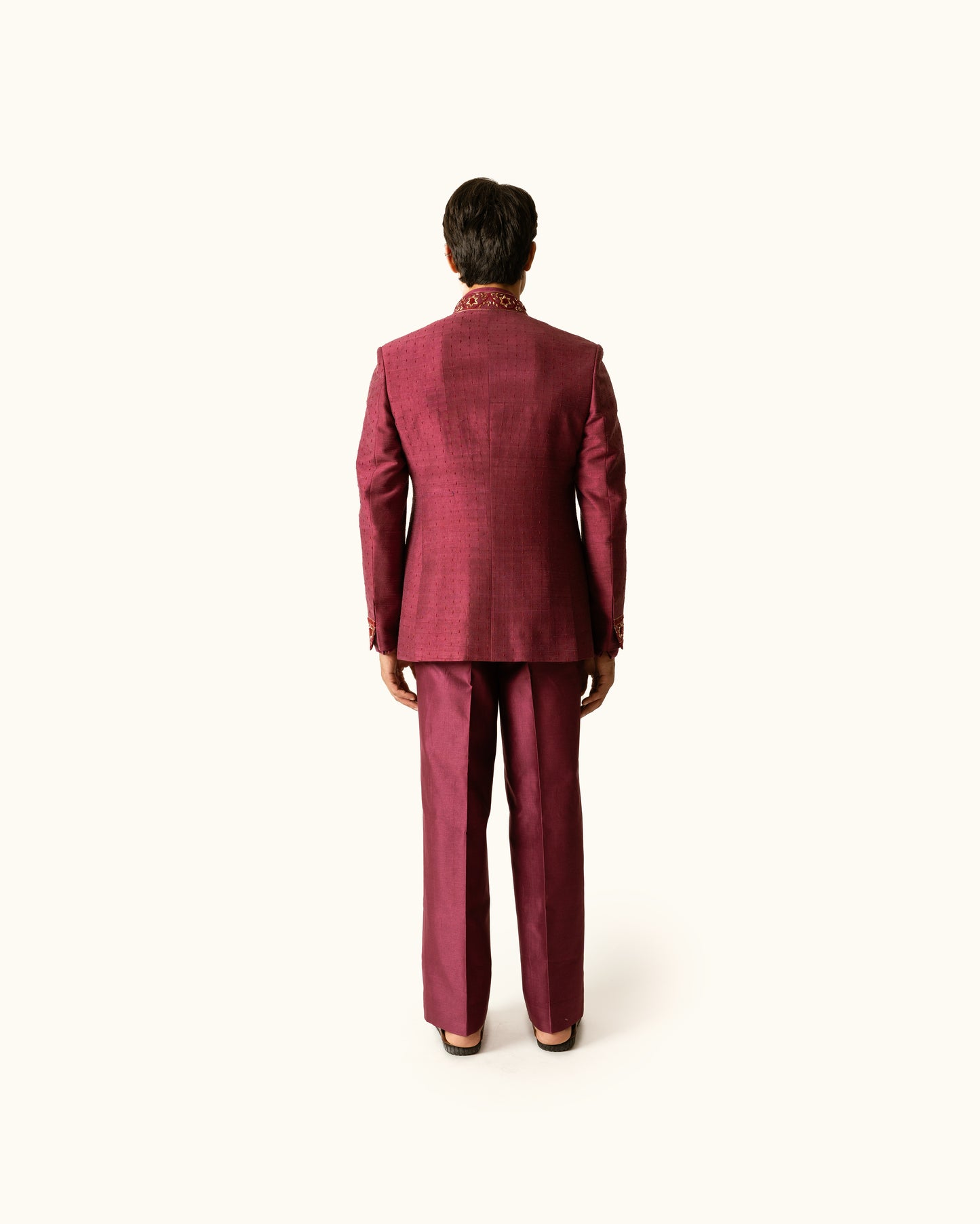 Berry Open Bandhagala in Raw Silk
