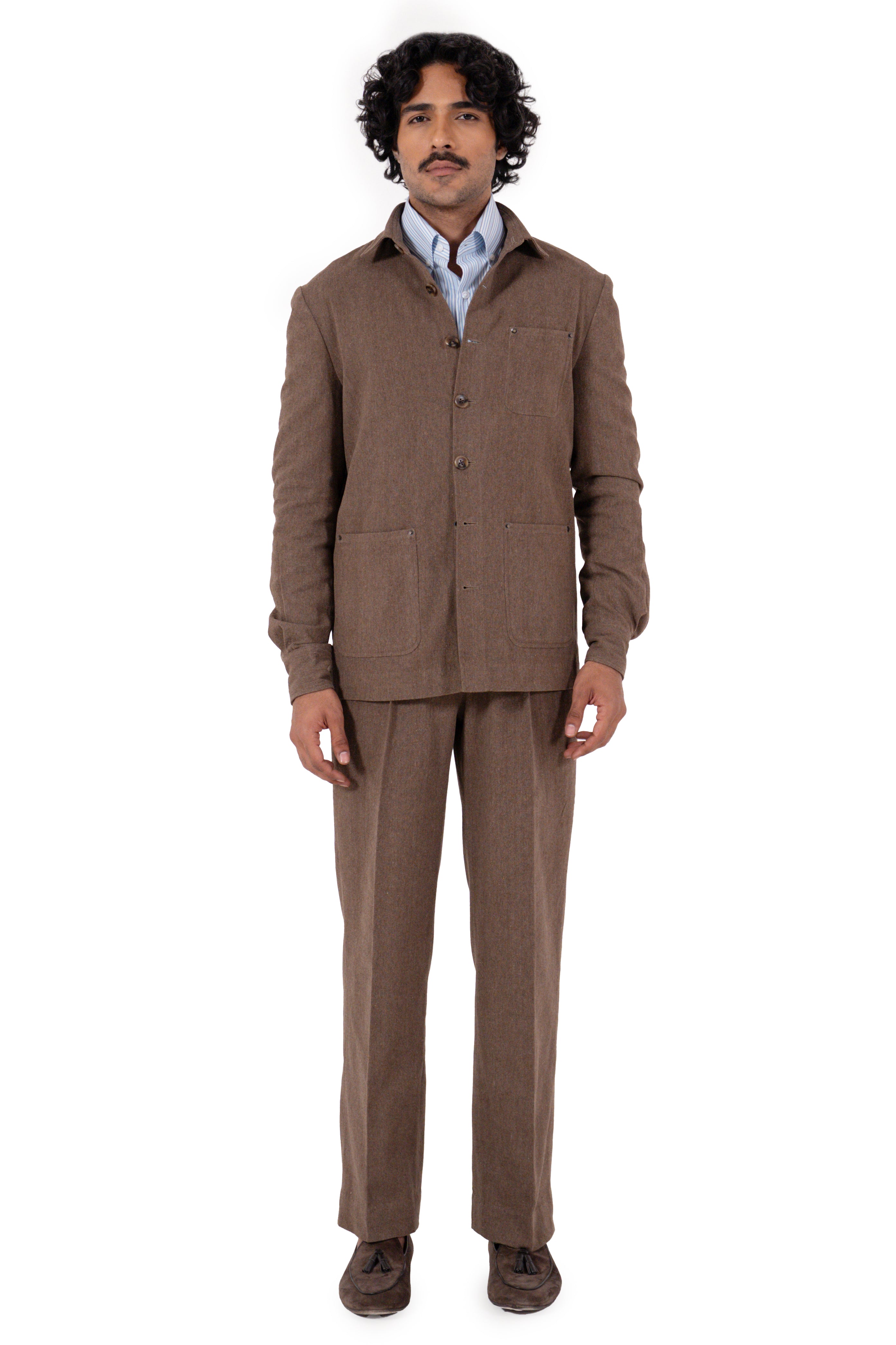 Worker Jacket In Brown Canvas