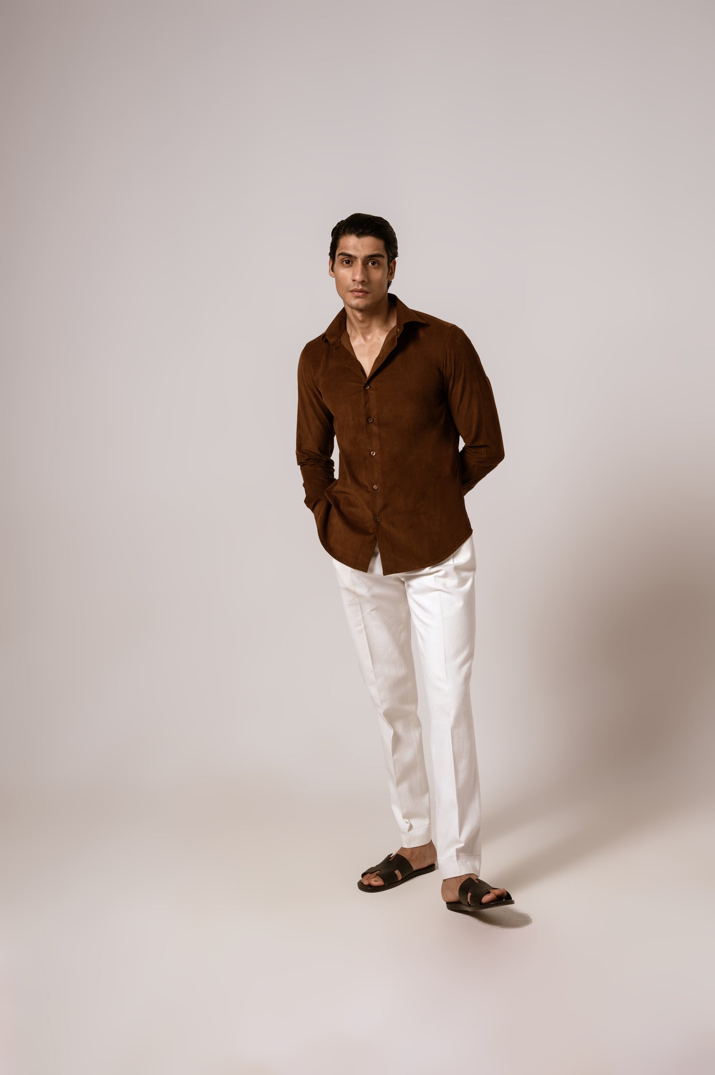 Corduroy Shirt in Chocolate Brown