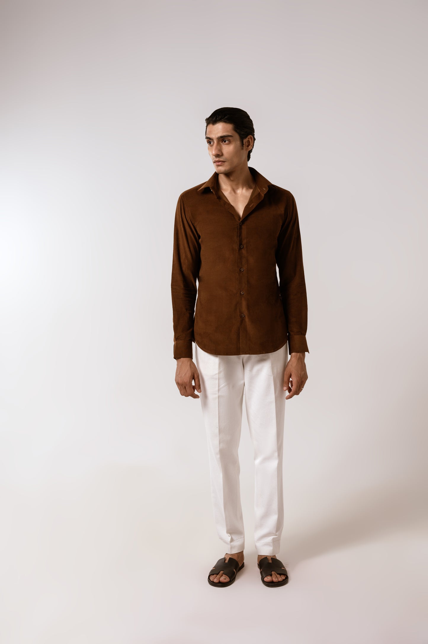 Corduroy Shirt in Chocolate Brown