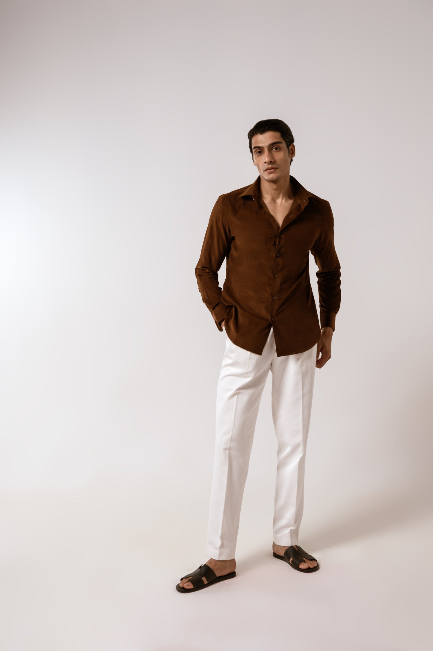 Corduroy Shirt in Chocolate Brown