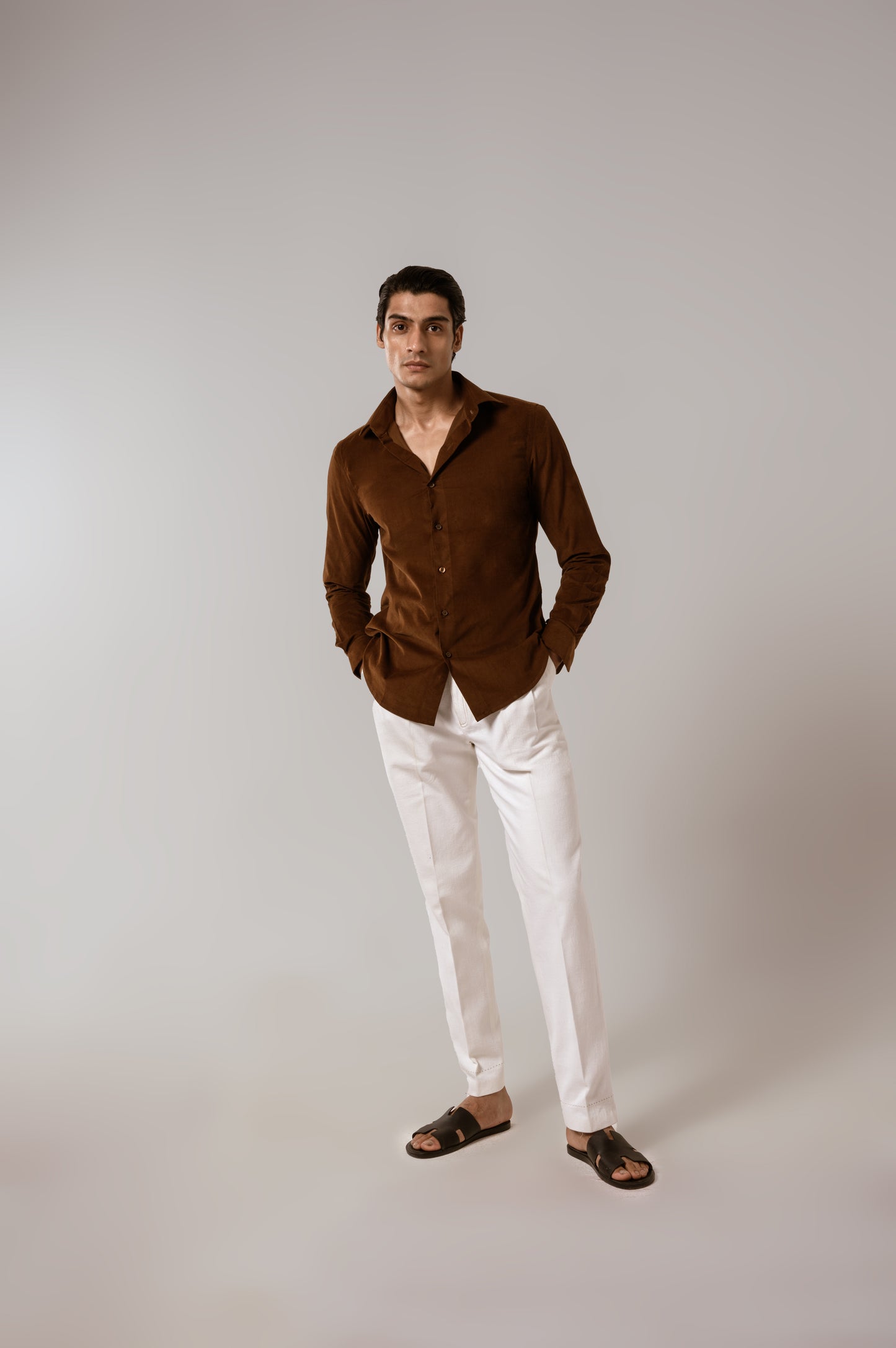 Corduroy Shirt in Chocolate Brown