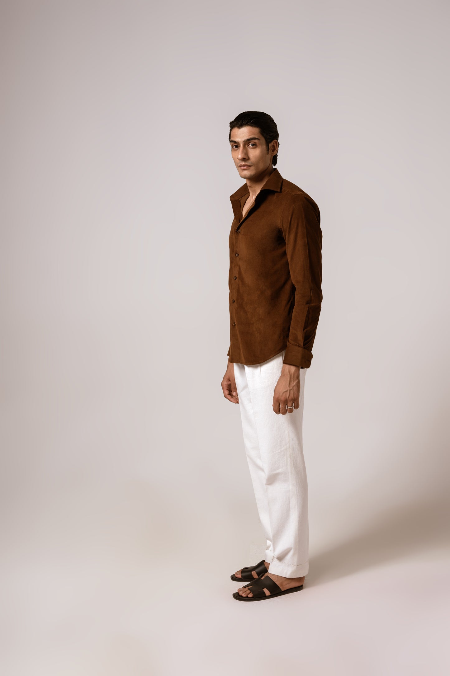 Corduroy Shirt in Chocolate Brown