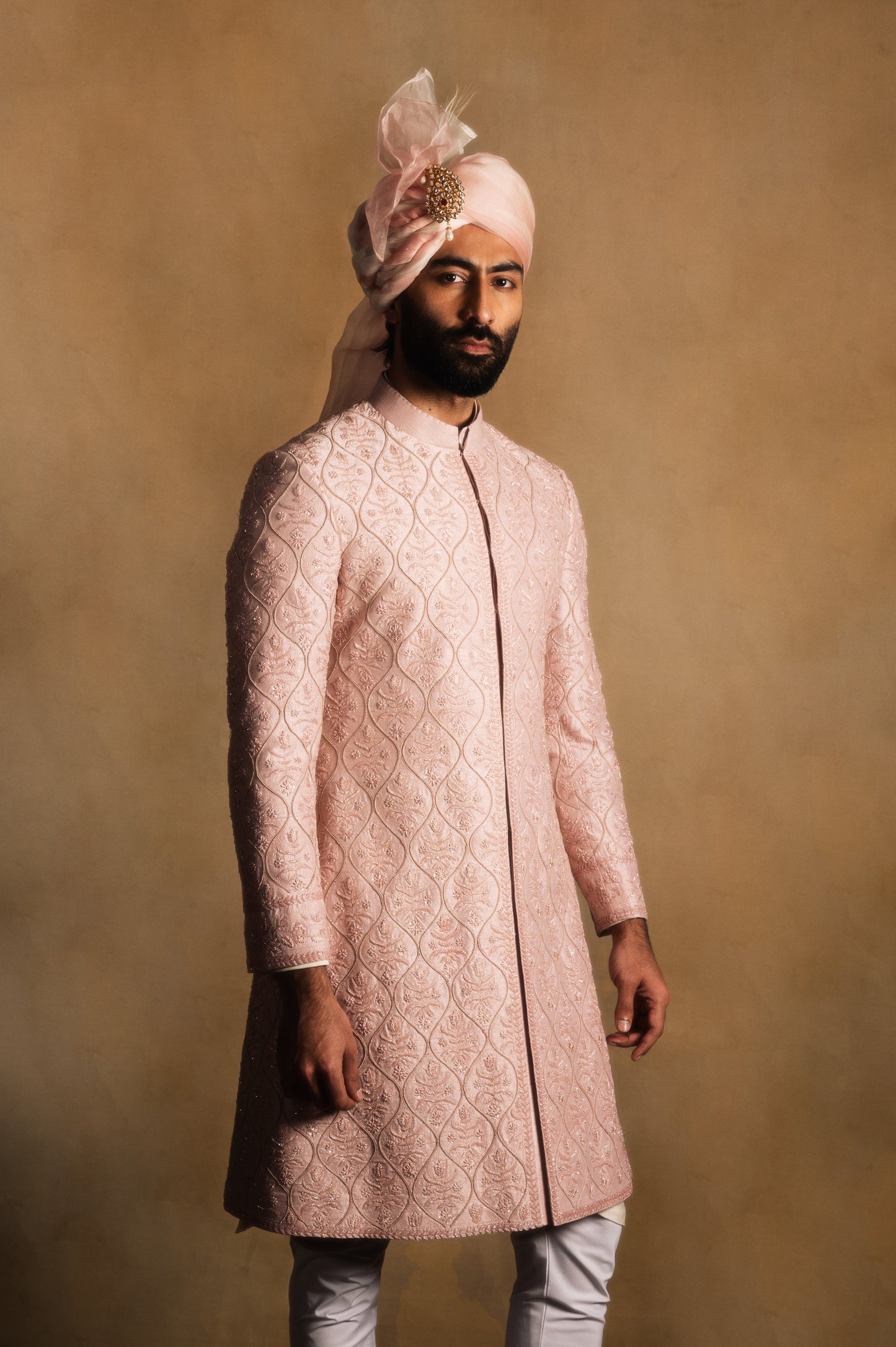 Wedding Achkan in Rose Pink