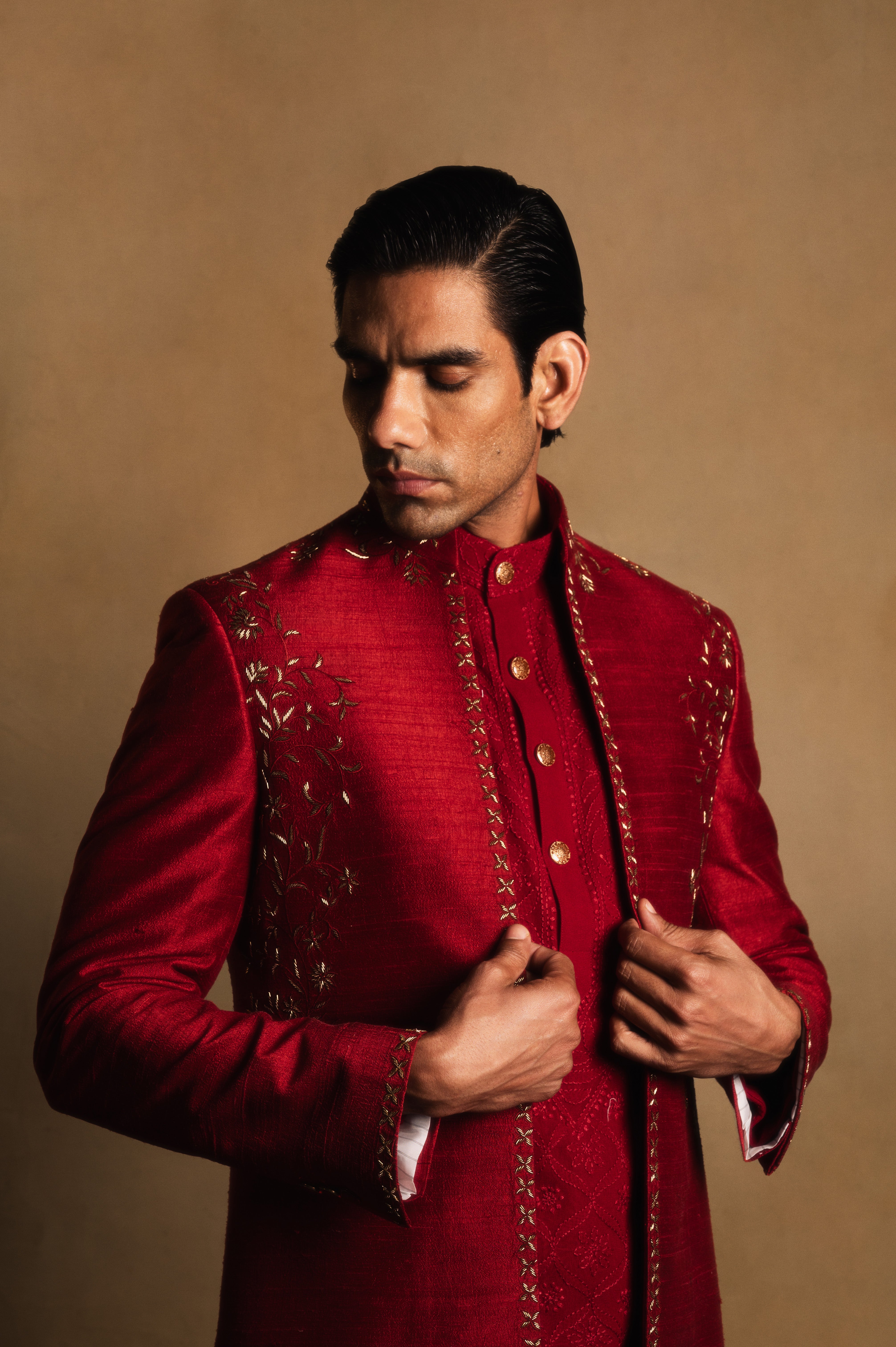 Floral Indowestern in Terracotta