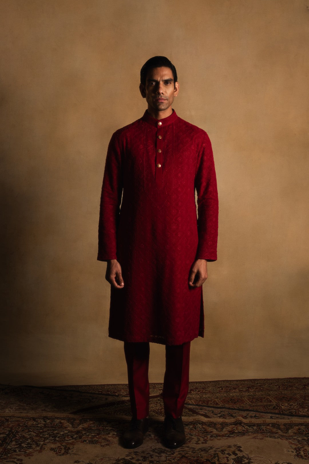 Chikankari Kurta in Terracotta