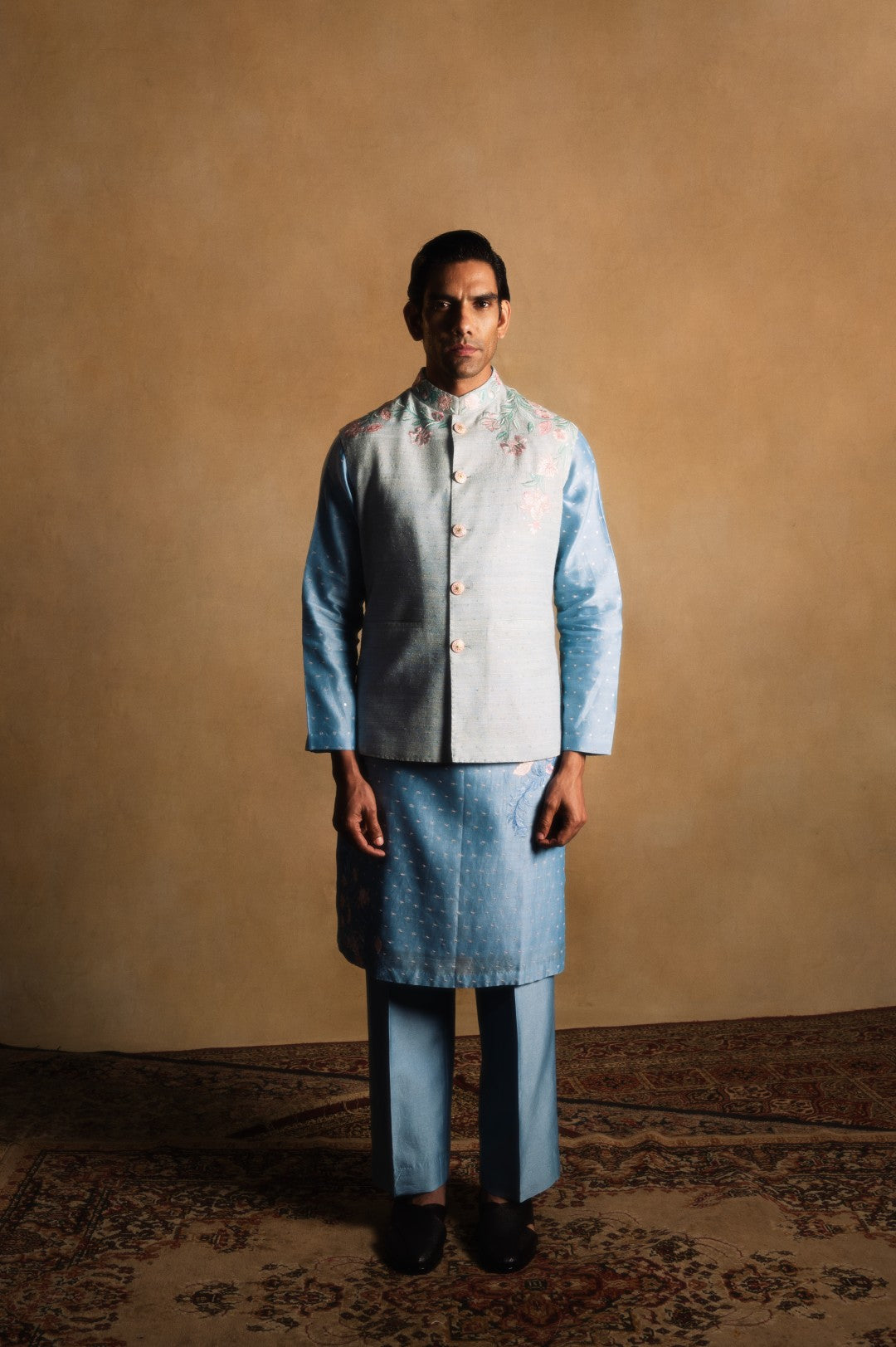 Floral Sadri in Mist Blue