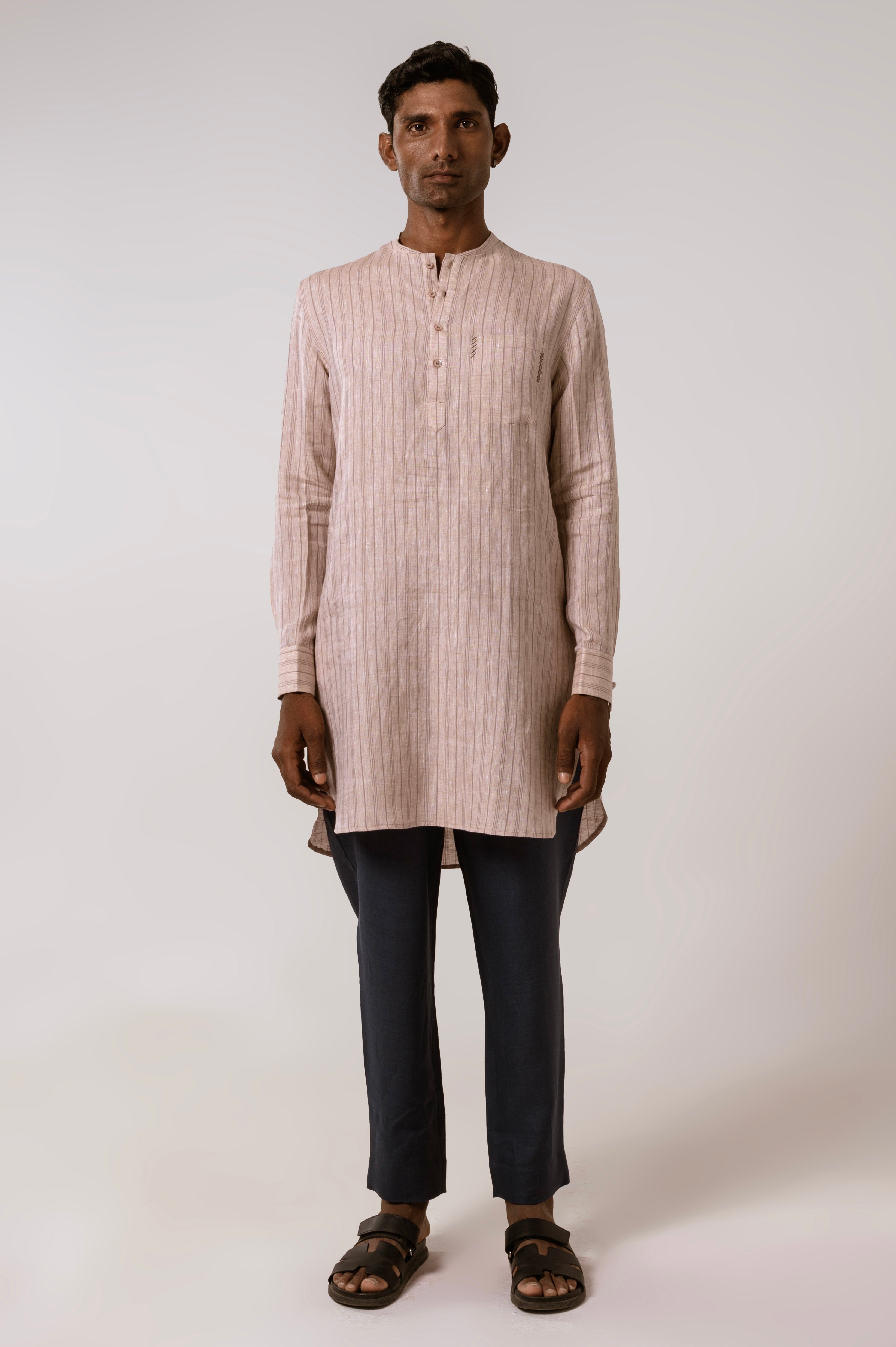 Dusty Coral Striped Kurta
