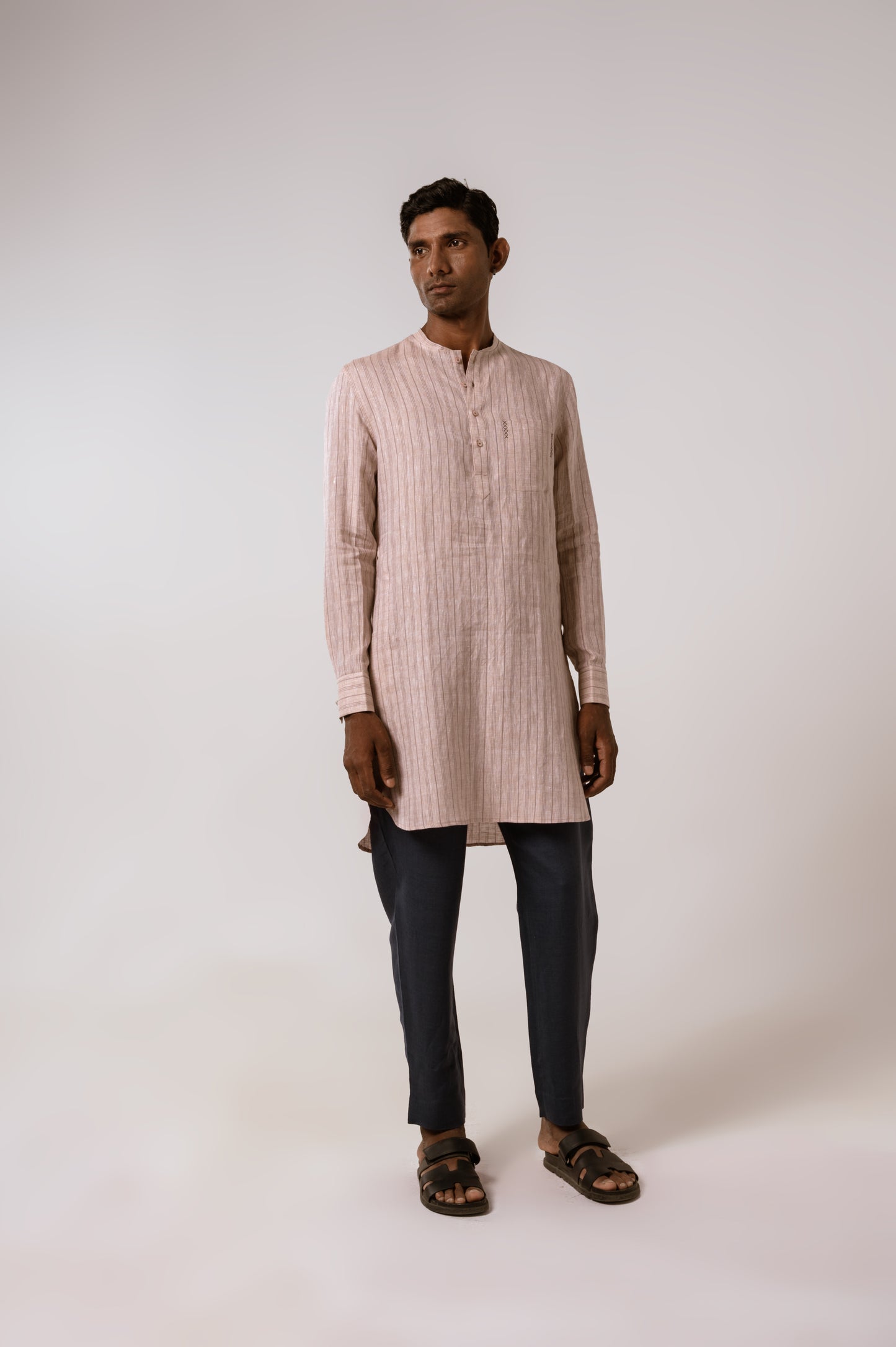 Dusty Coral Striped Kurta
