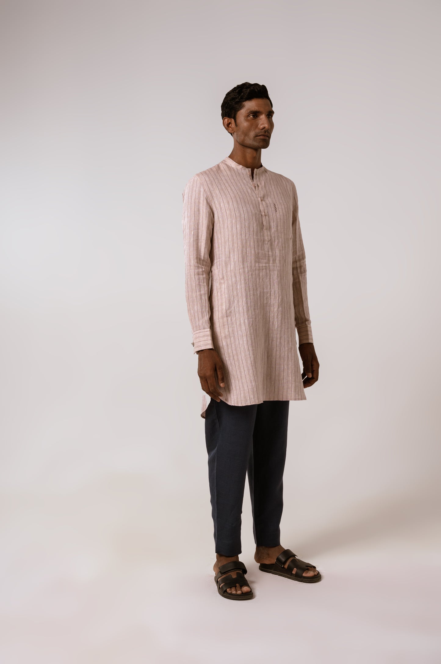 Dusty Coral Striped Kurta