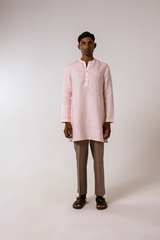 Dusty Pink Linen Kurta Set