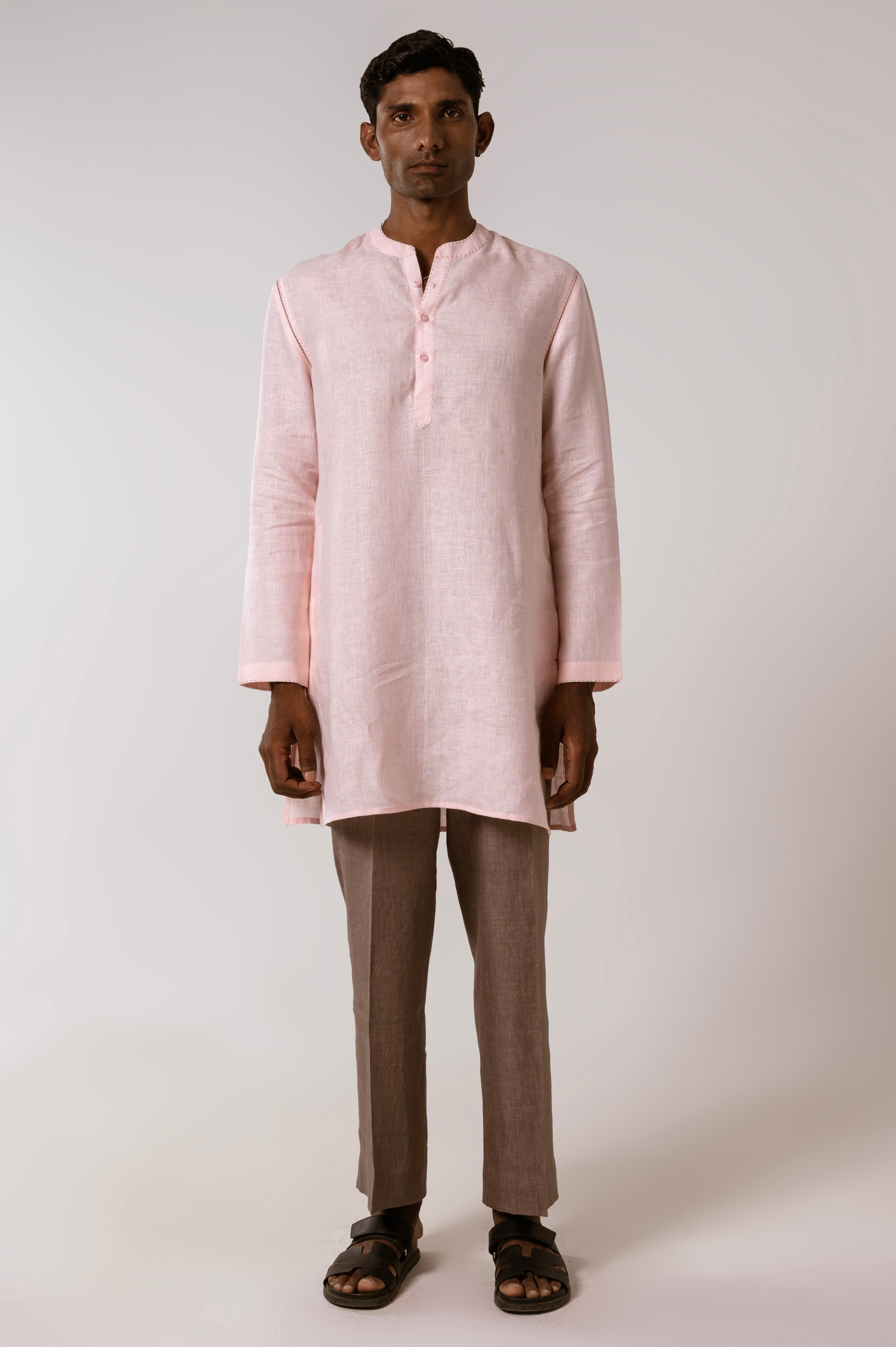 Dusty Pink Linen Kurta Set