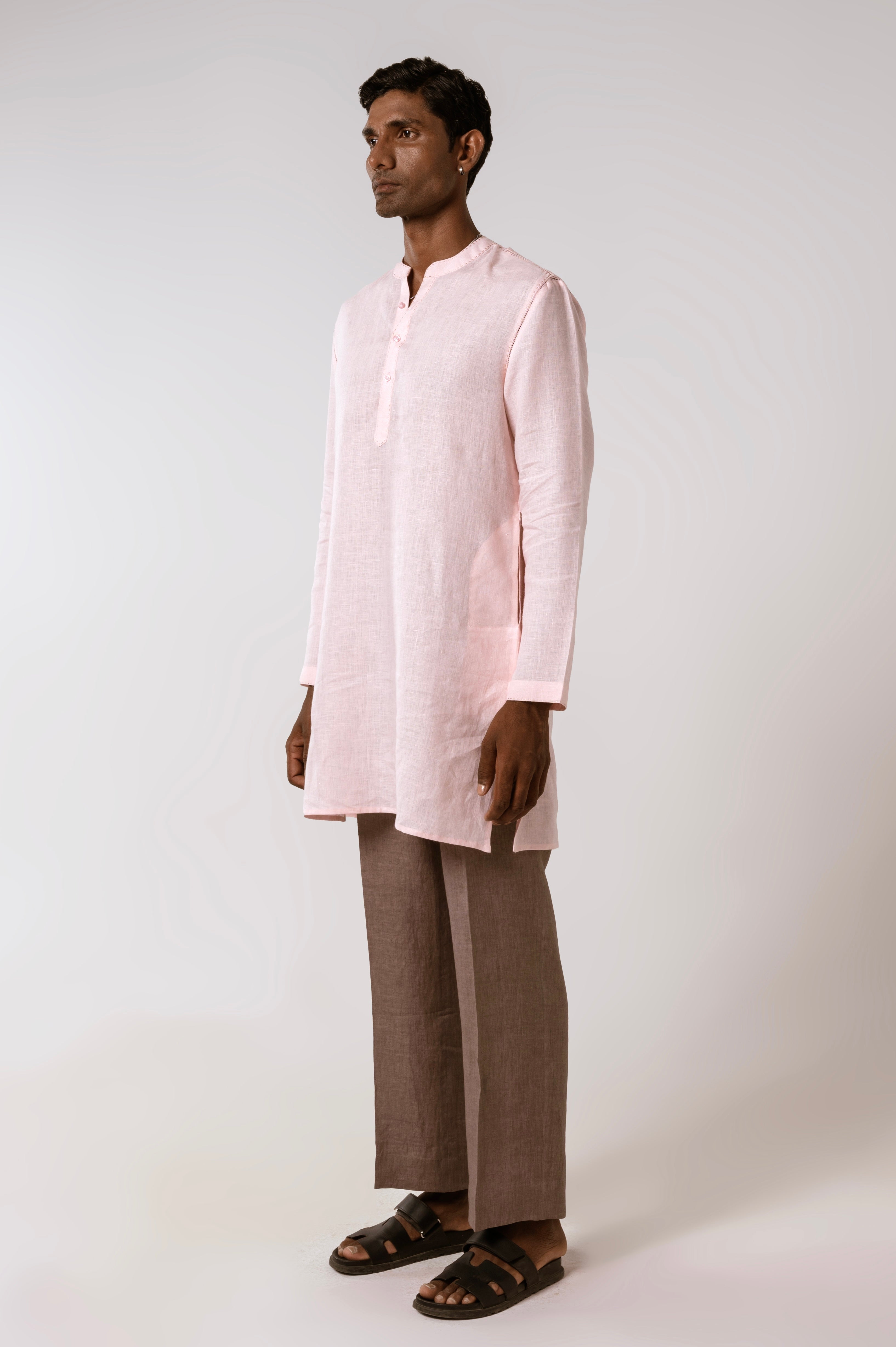 Dusty Pink Linen Kurta Set