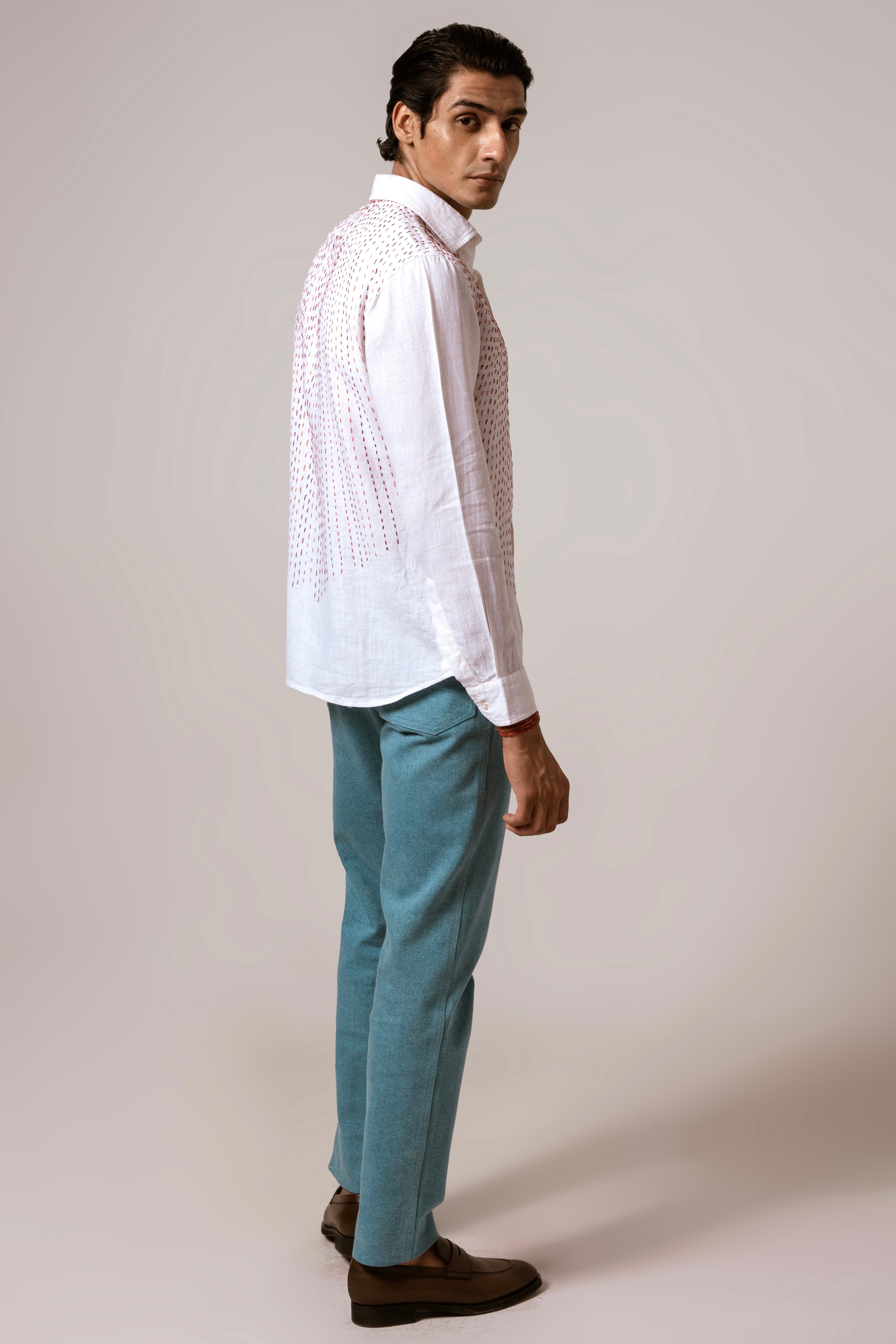 Falling Kantha Shirt in Linen