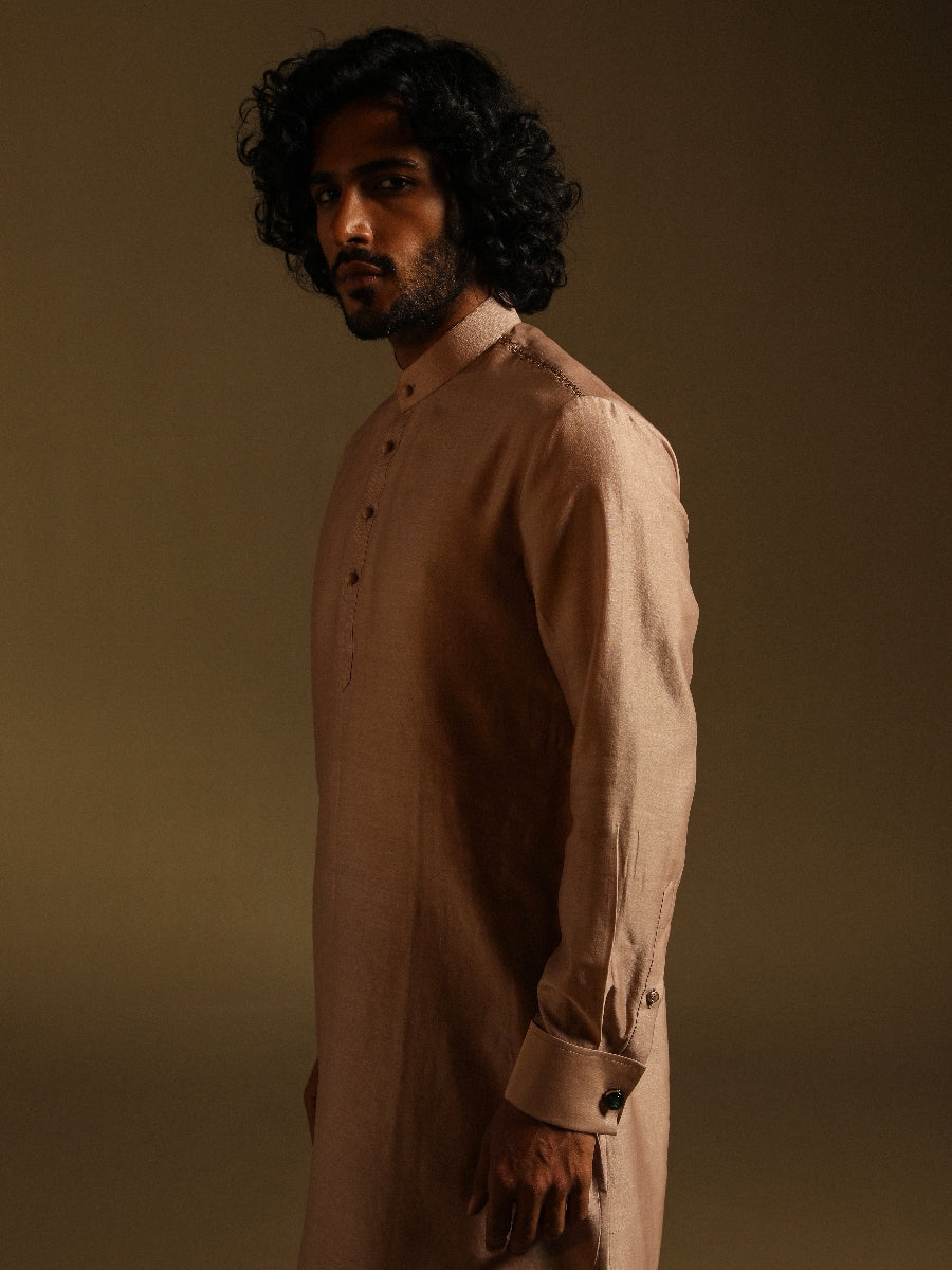 Brown Chanderi Silk Kurta & Pajama