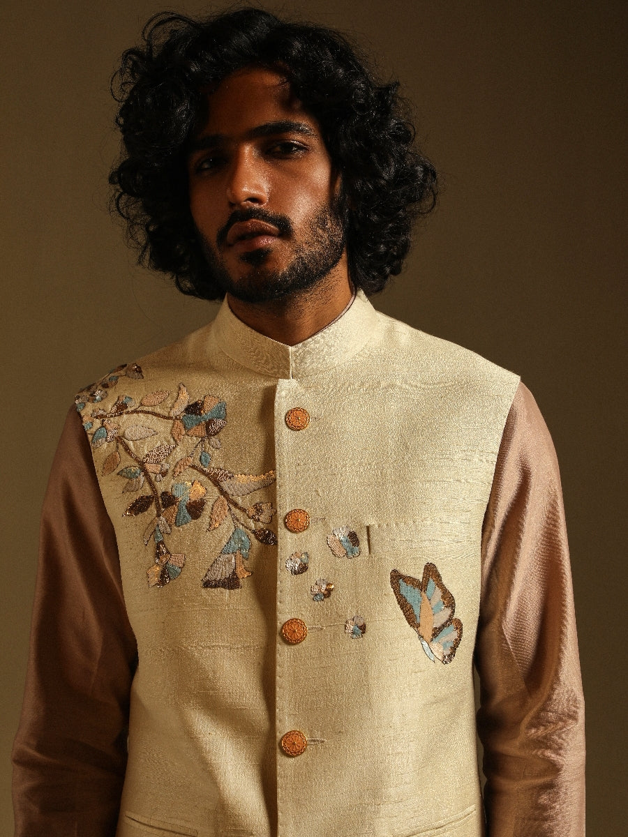 Cream Sequenced Sadri