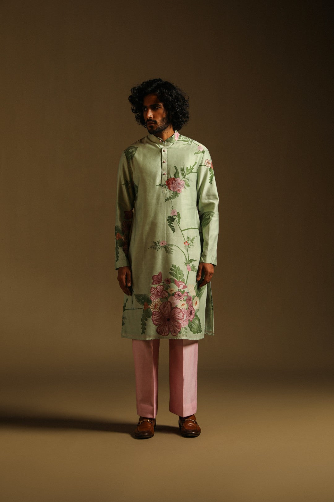 Celadon Green Floral Kurta & Pyjama