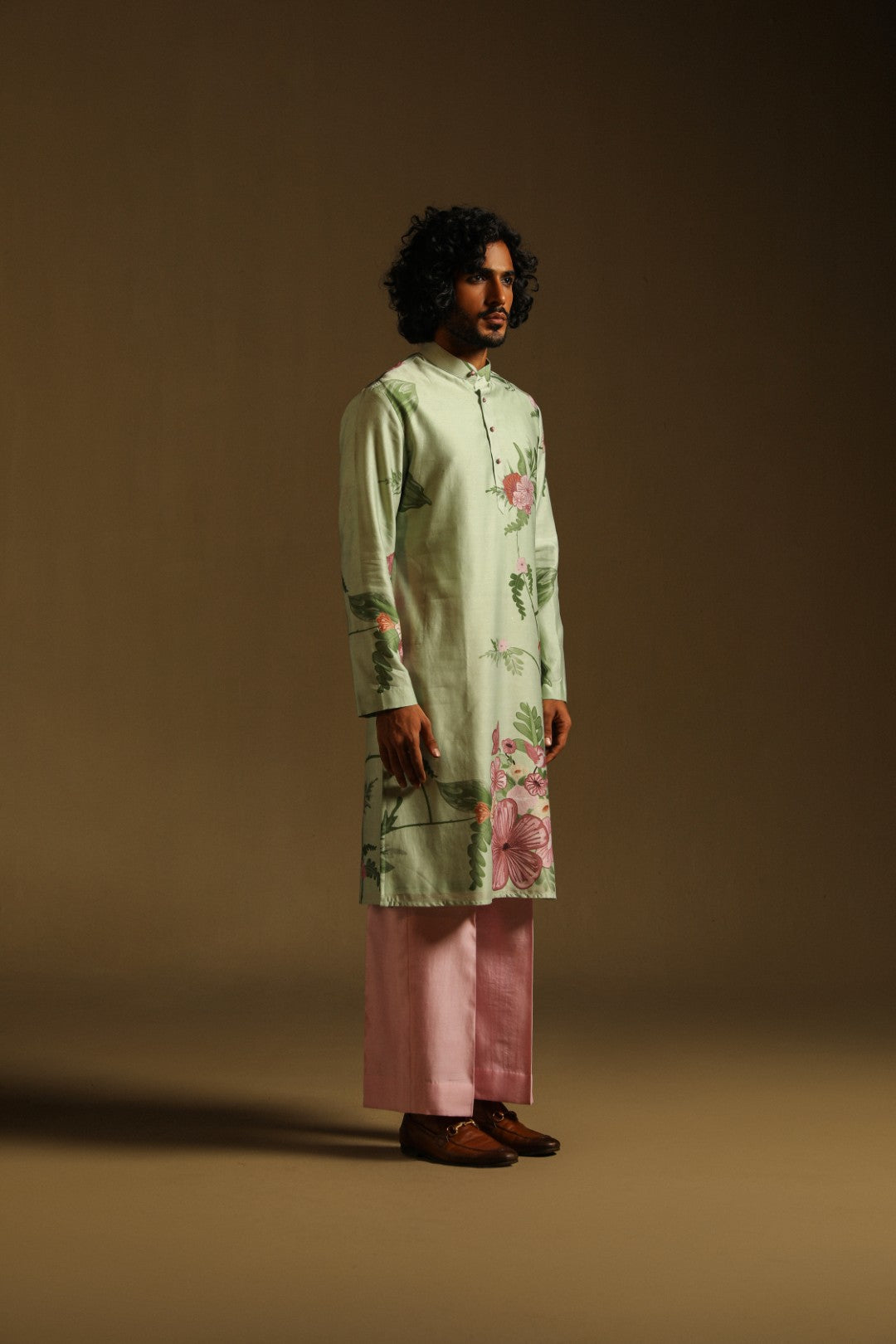 Celadon Green Floral Kurta & Pyjama