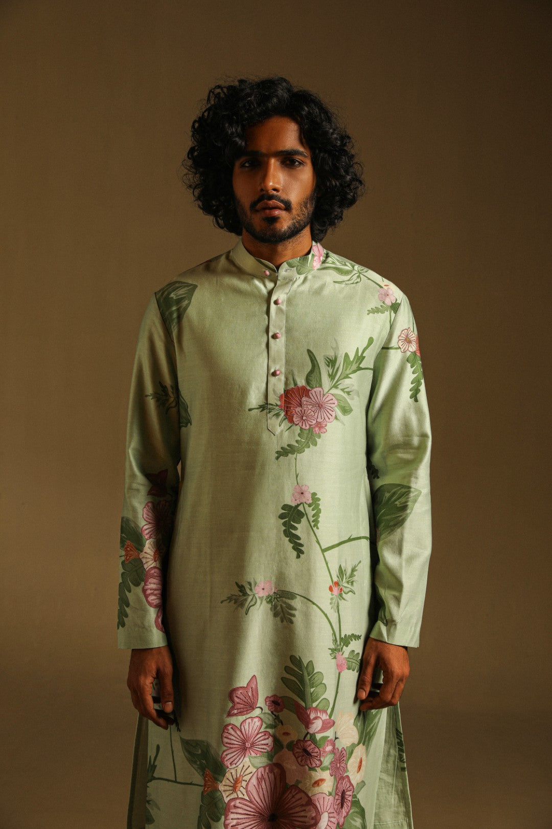 Celadon Green Floral Kurta & Pyjama