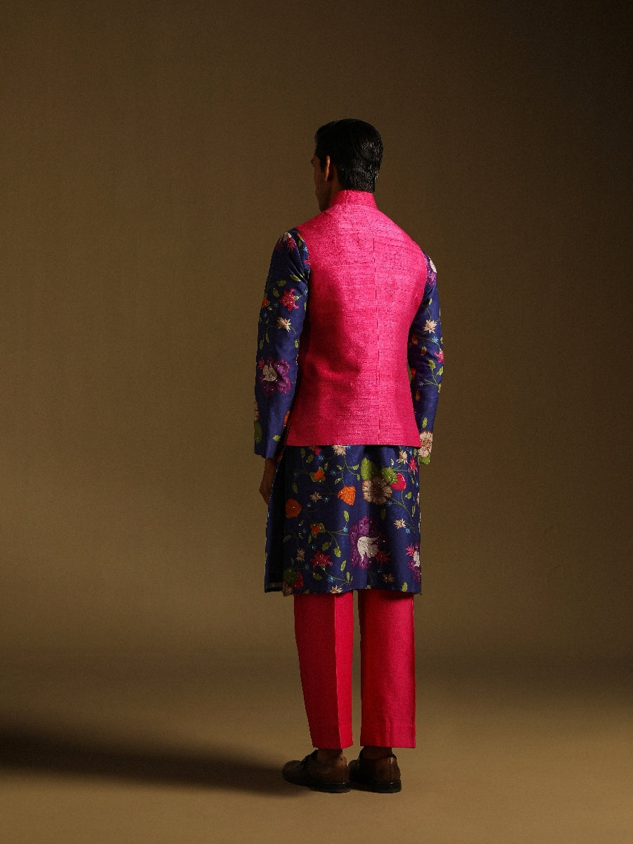 Pink Sadri With Meenakari Buttons