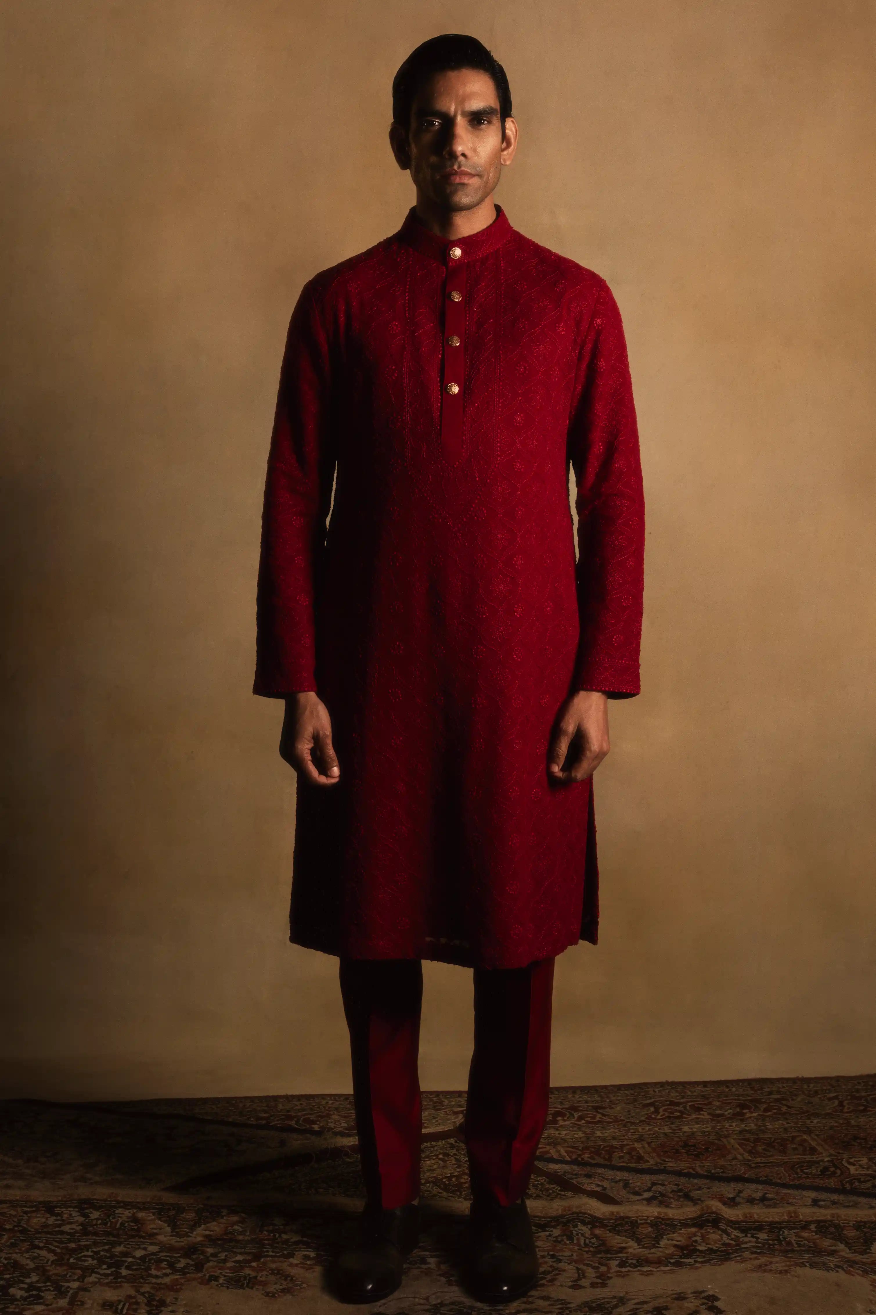 Chikankari Kurta in Terracotta