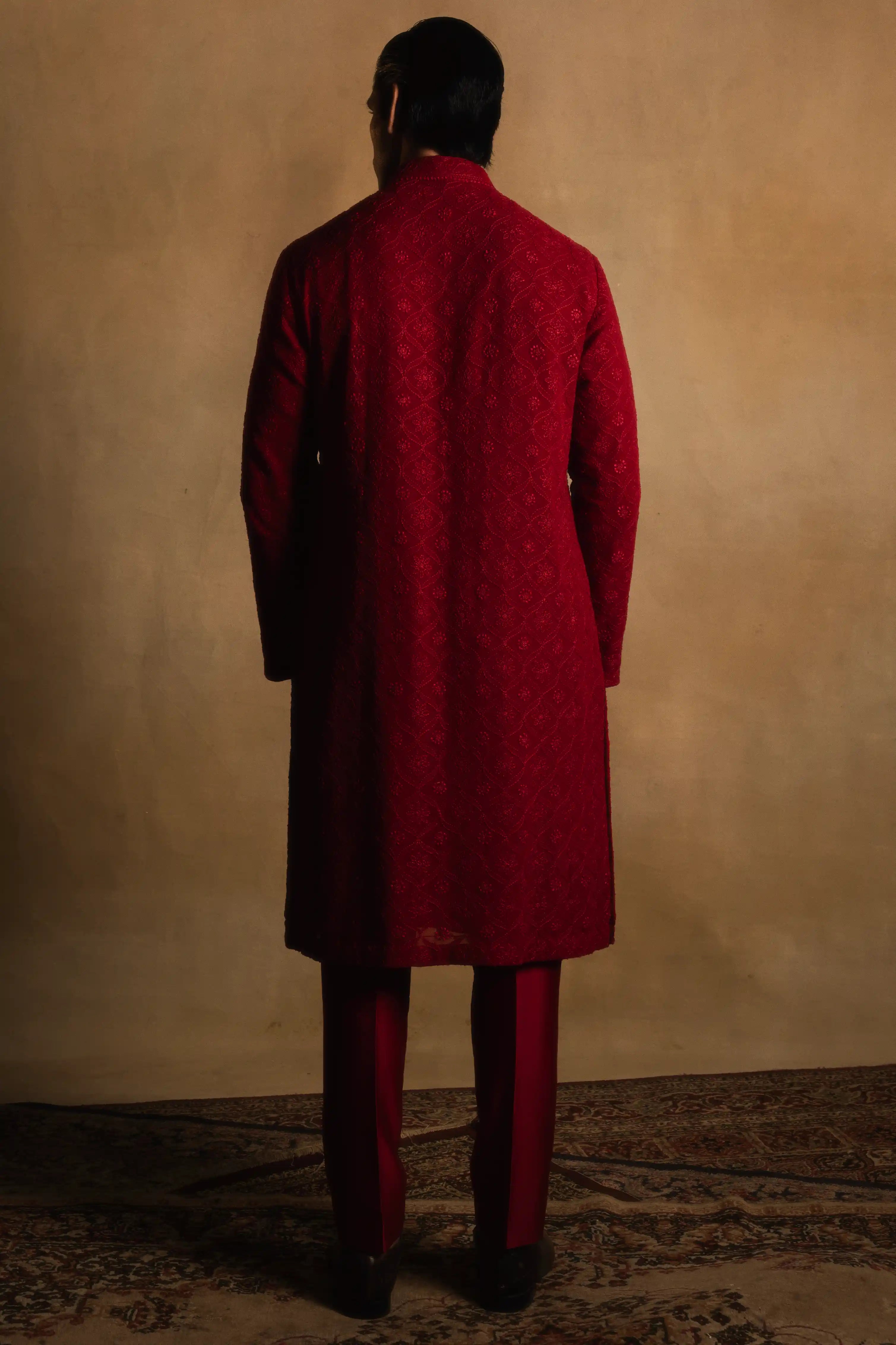 Chikankari Kurta in Terracotta