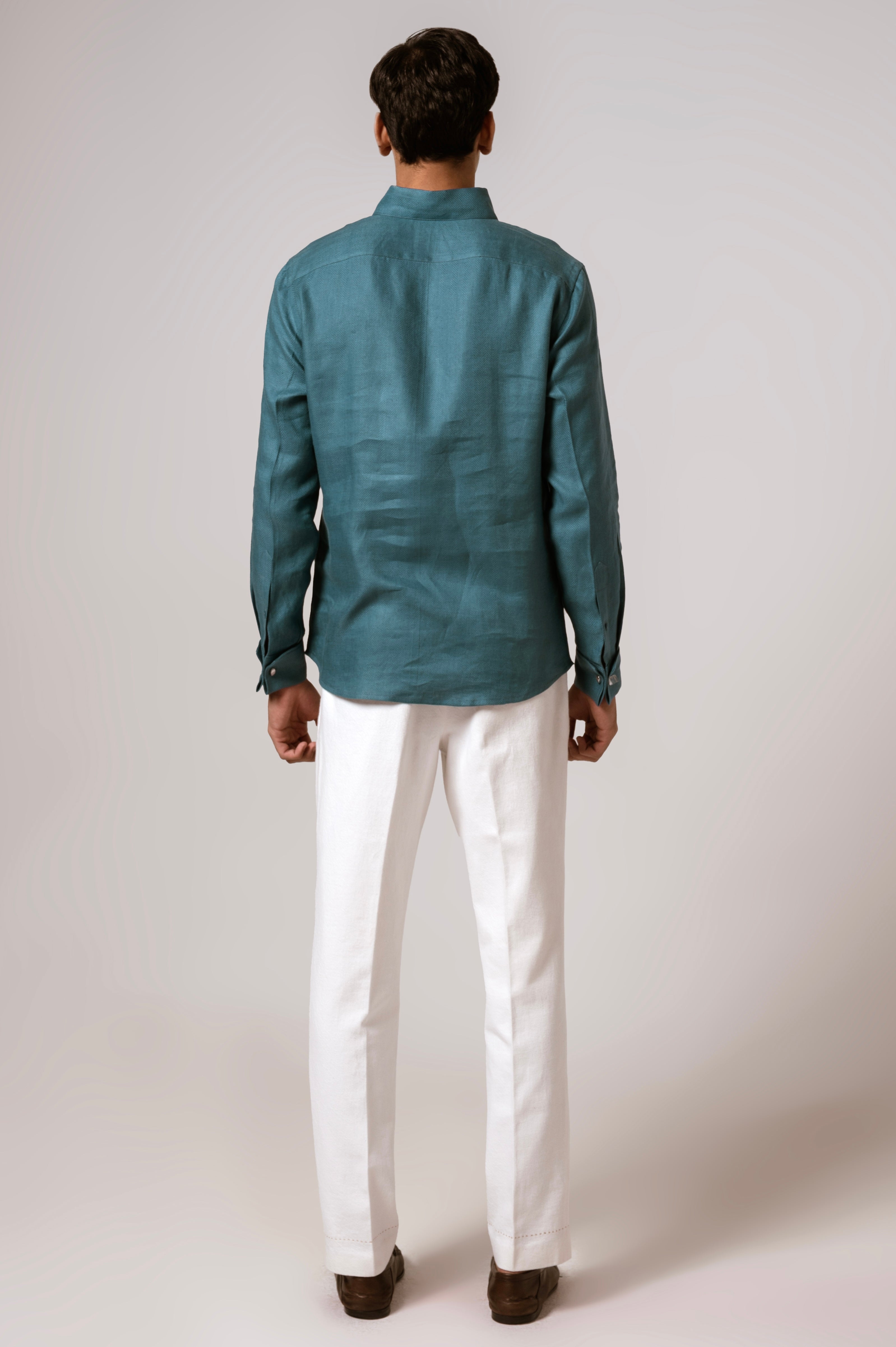 Pop Over Shirt In Diesel Blue Linen