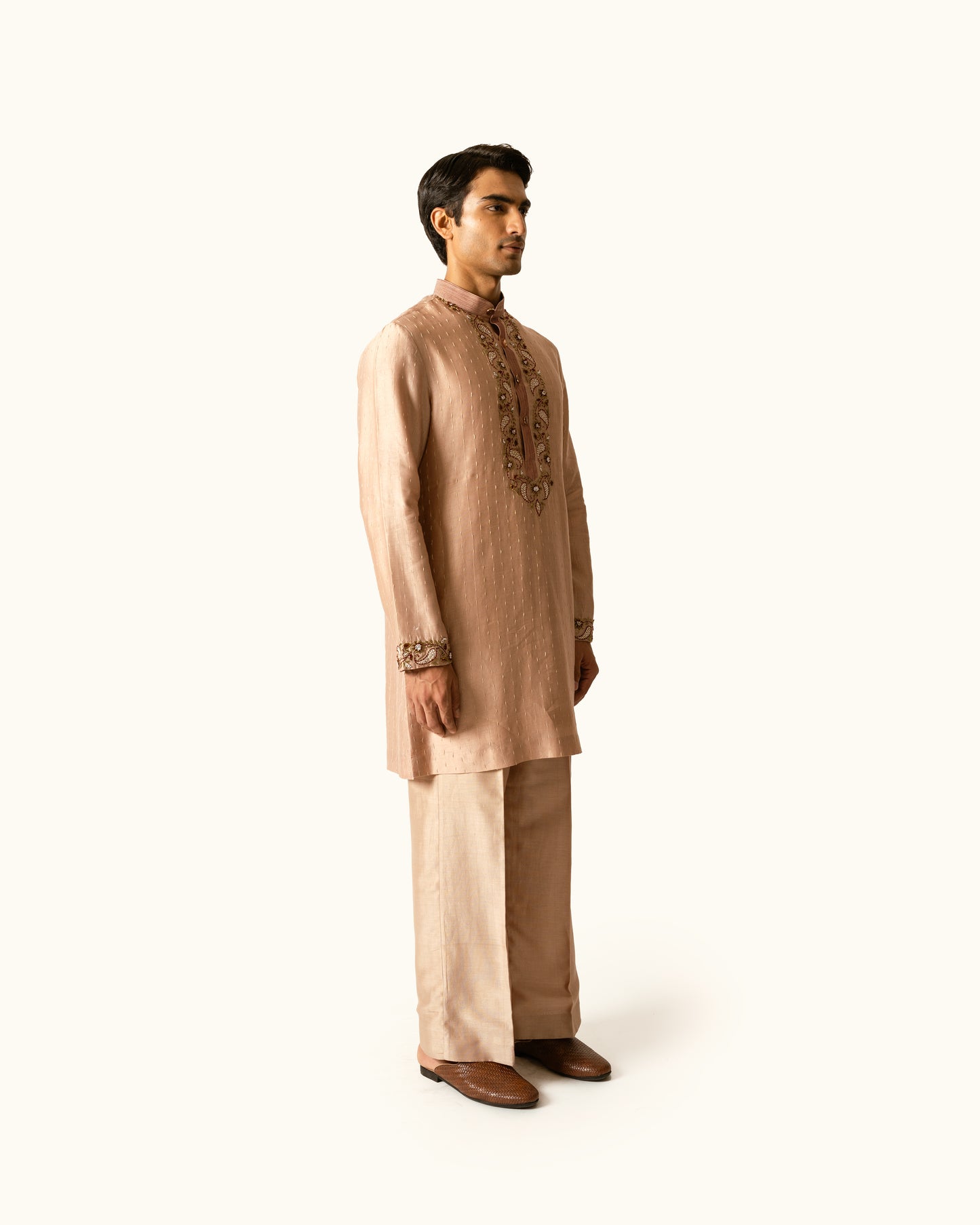 Rose Gold Kurta Set in Chanderi Silk