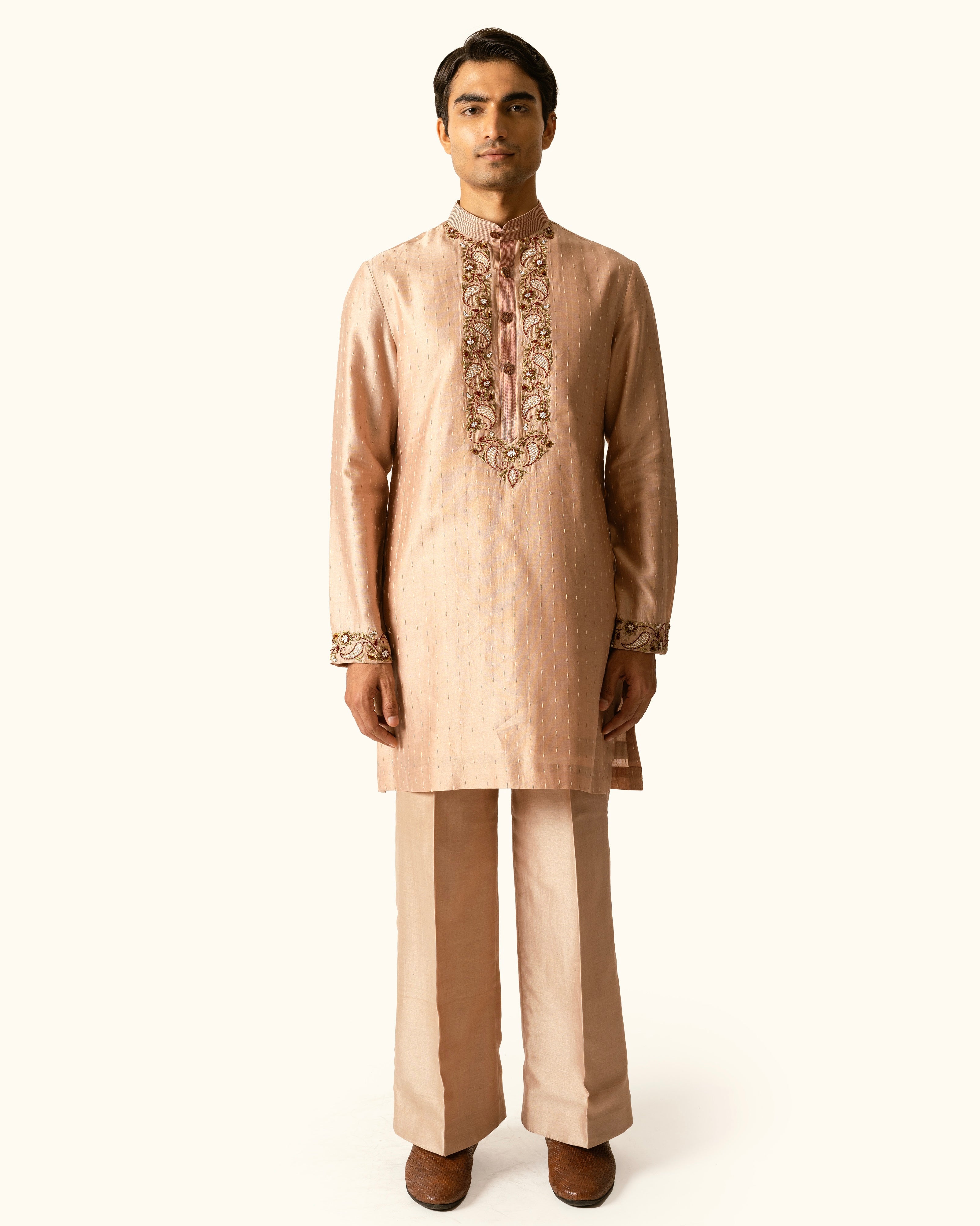 Rose Gold Kurta Set in Chanderi Silk