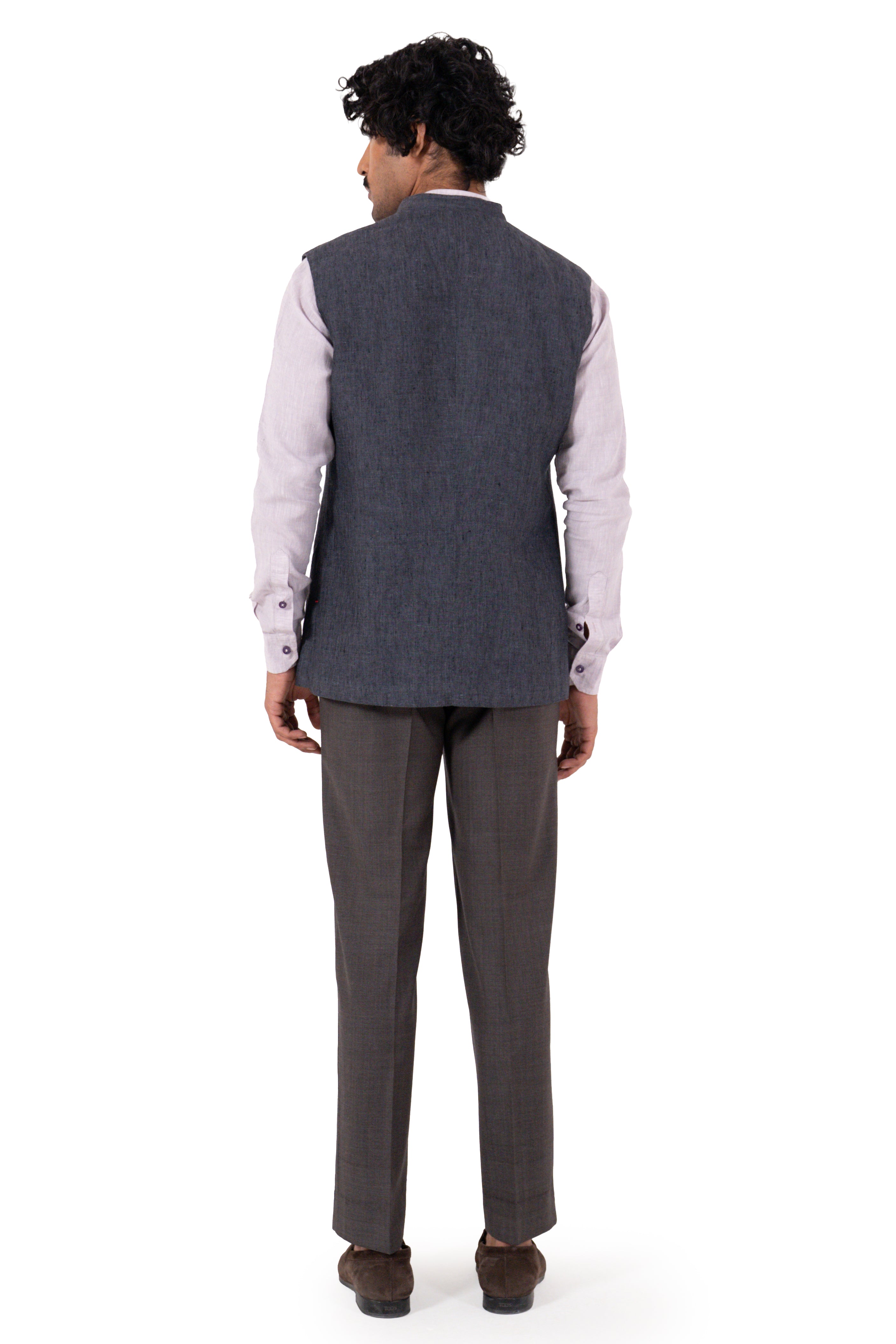 Safar Sadri In Grey Linen