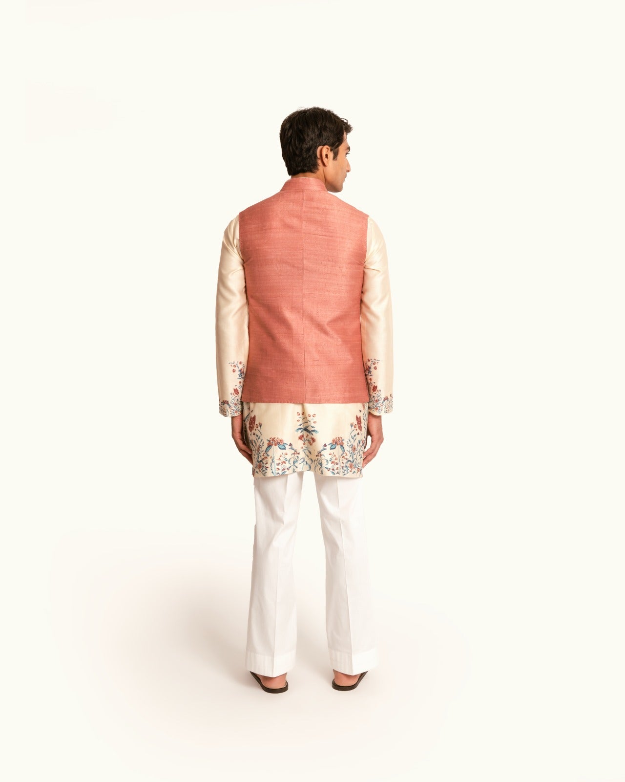 Floral Motif Sadri in Raw Silk