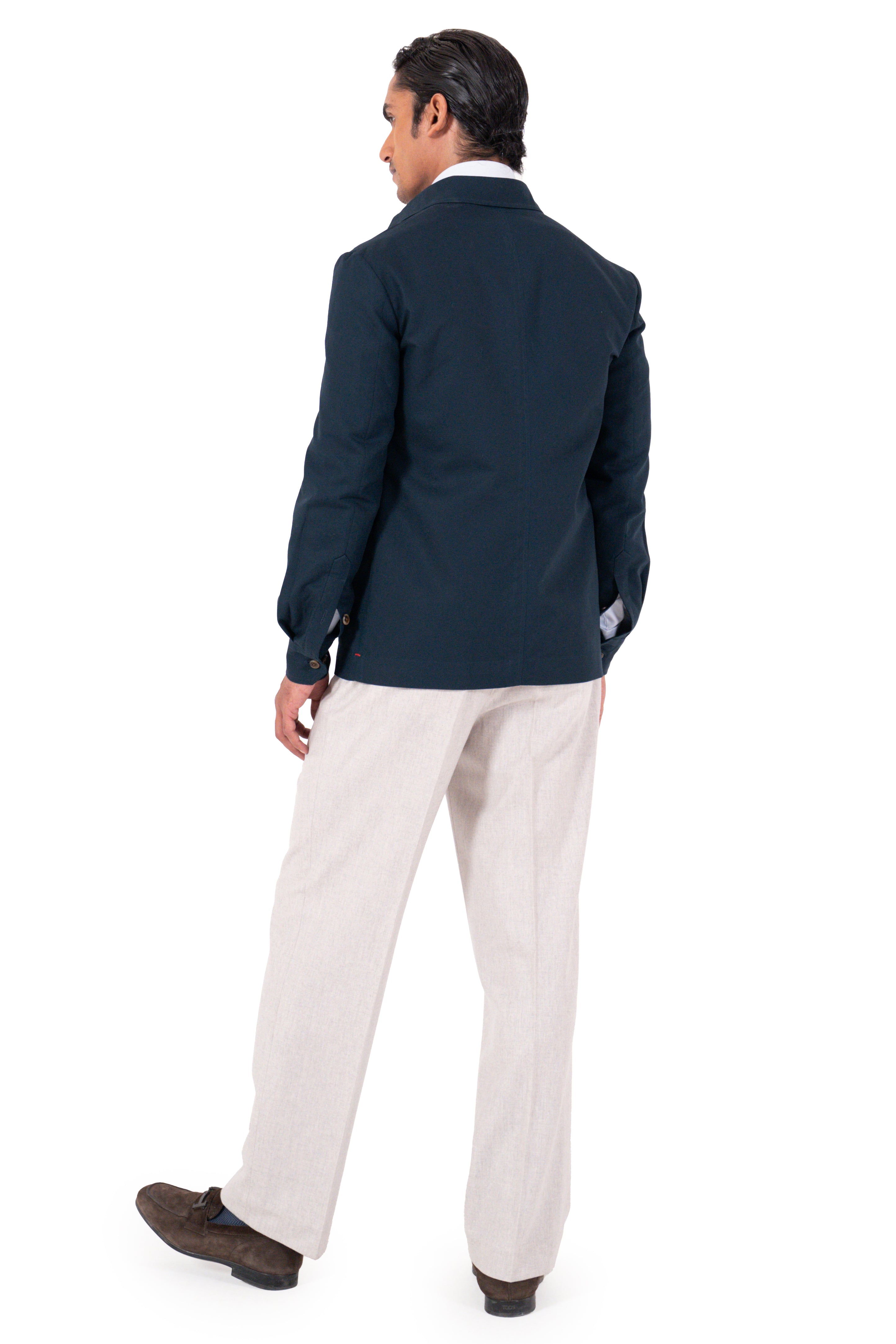 Worker Jacket In Navy Blue Cotton