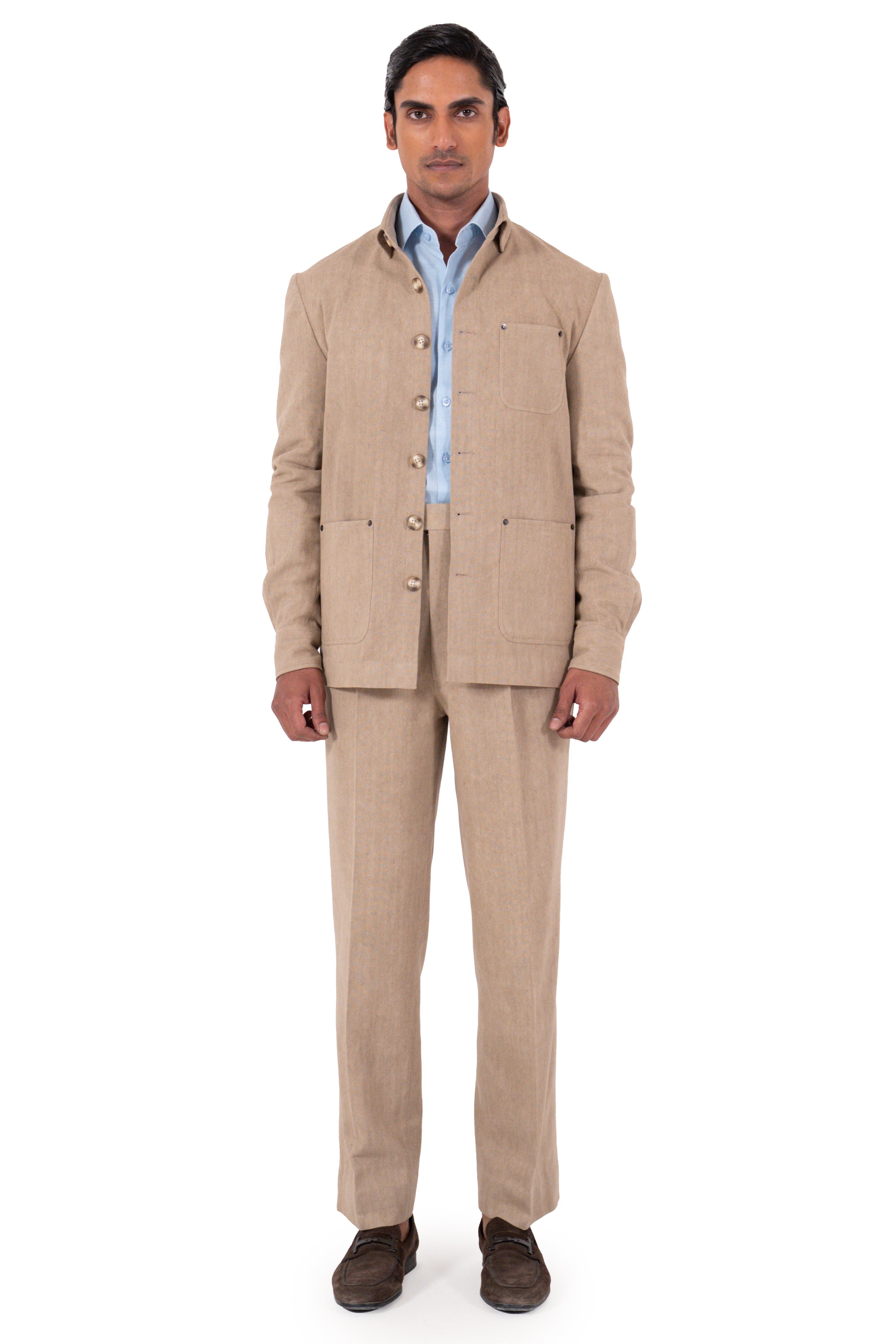 Worker Jacket In Khaki Canvas