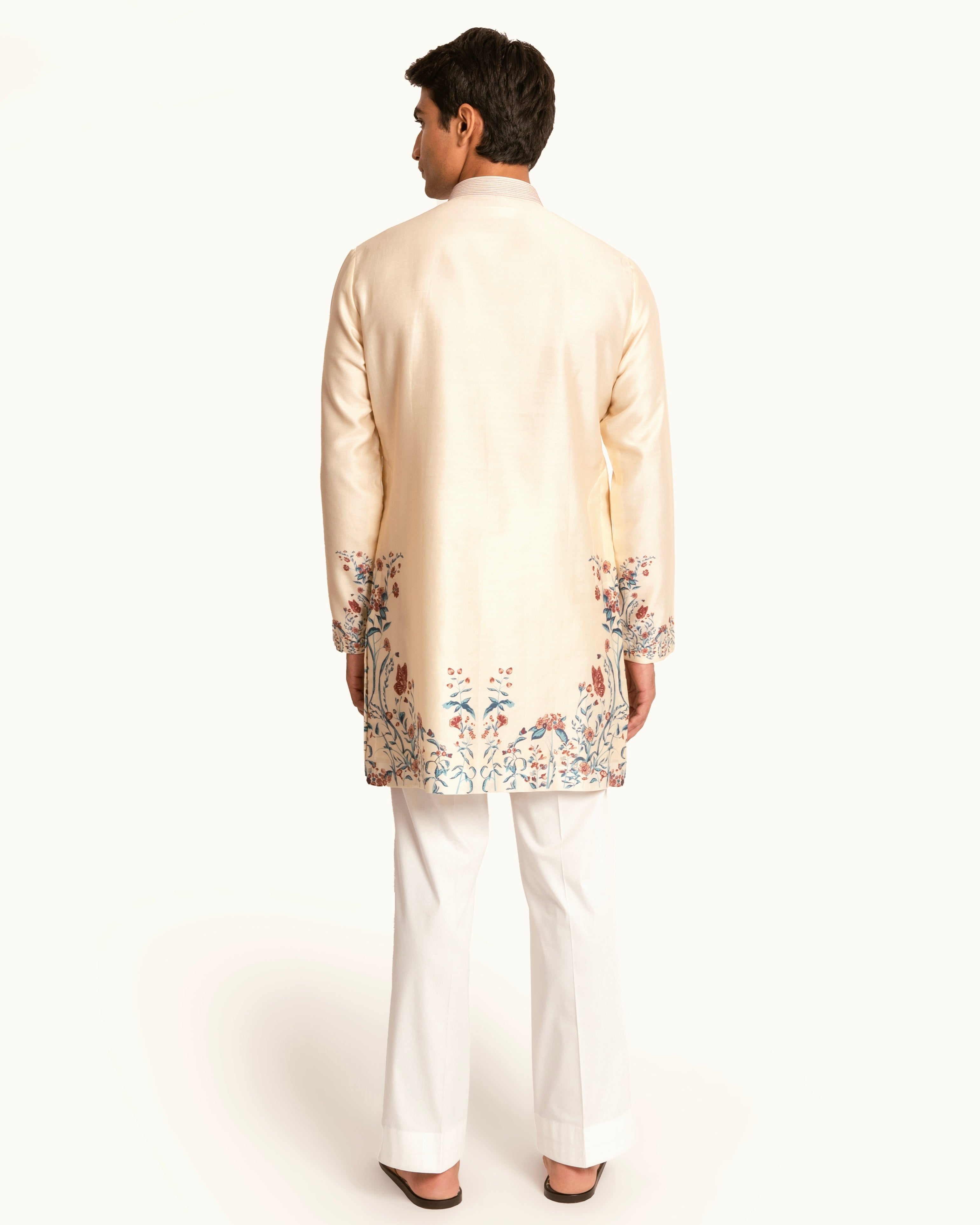 Cream Printed Floral Kurta Set