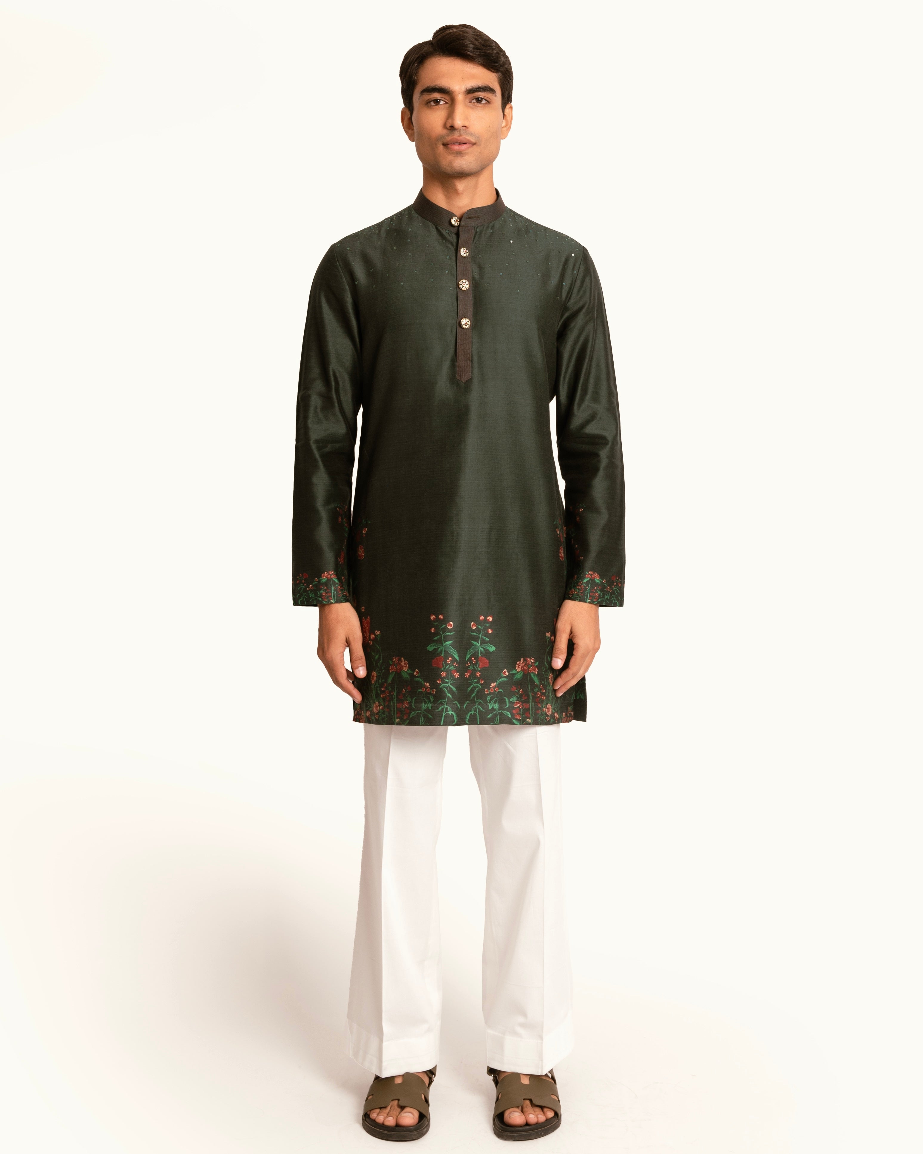 Emerald Green Floral Printed Kurta Set