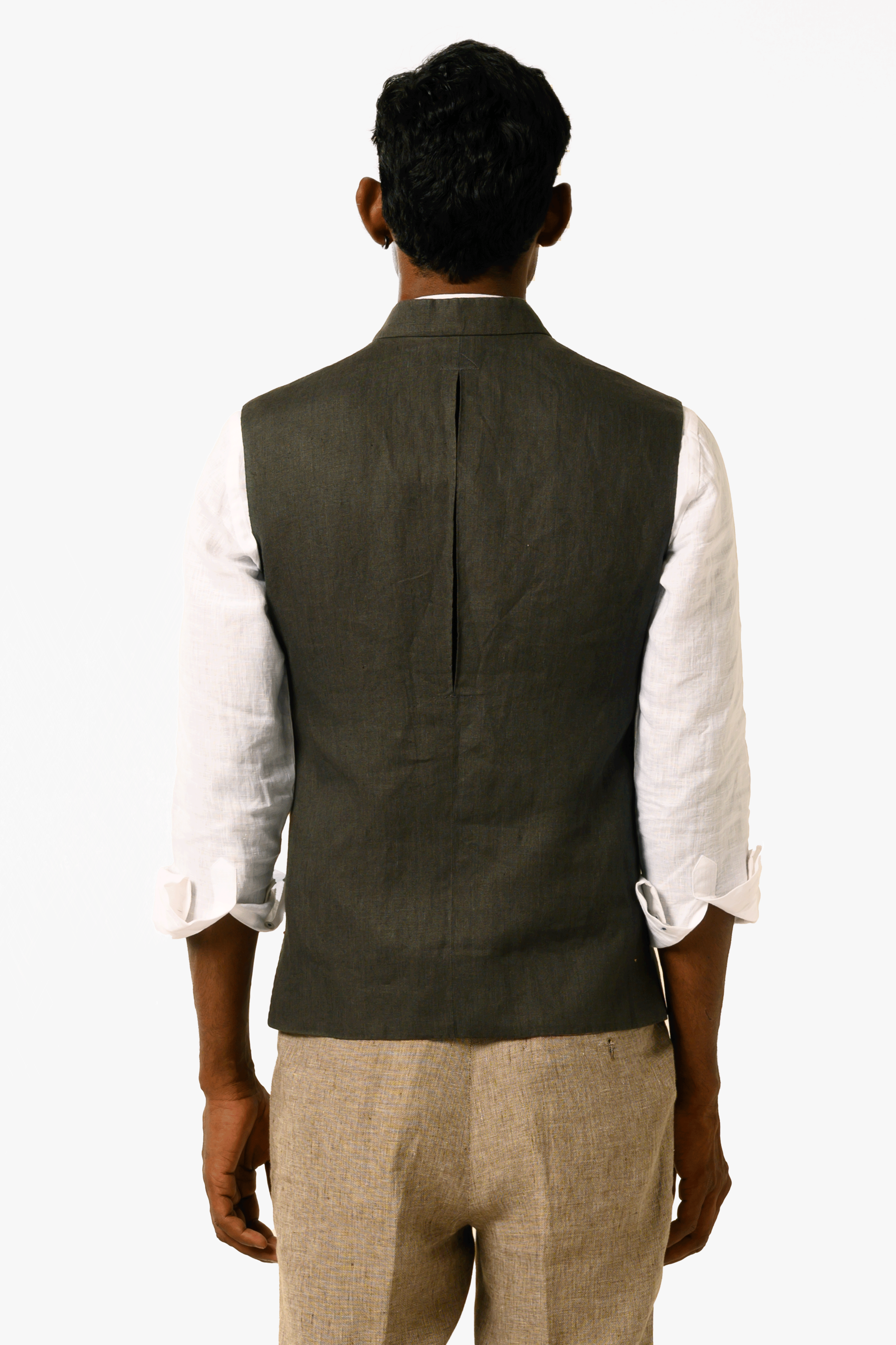 Sadri In Olive Green Linen