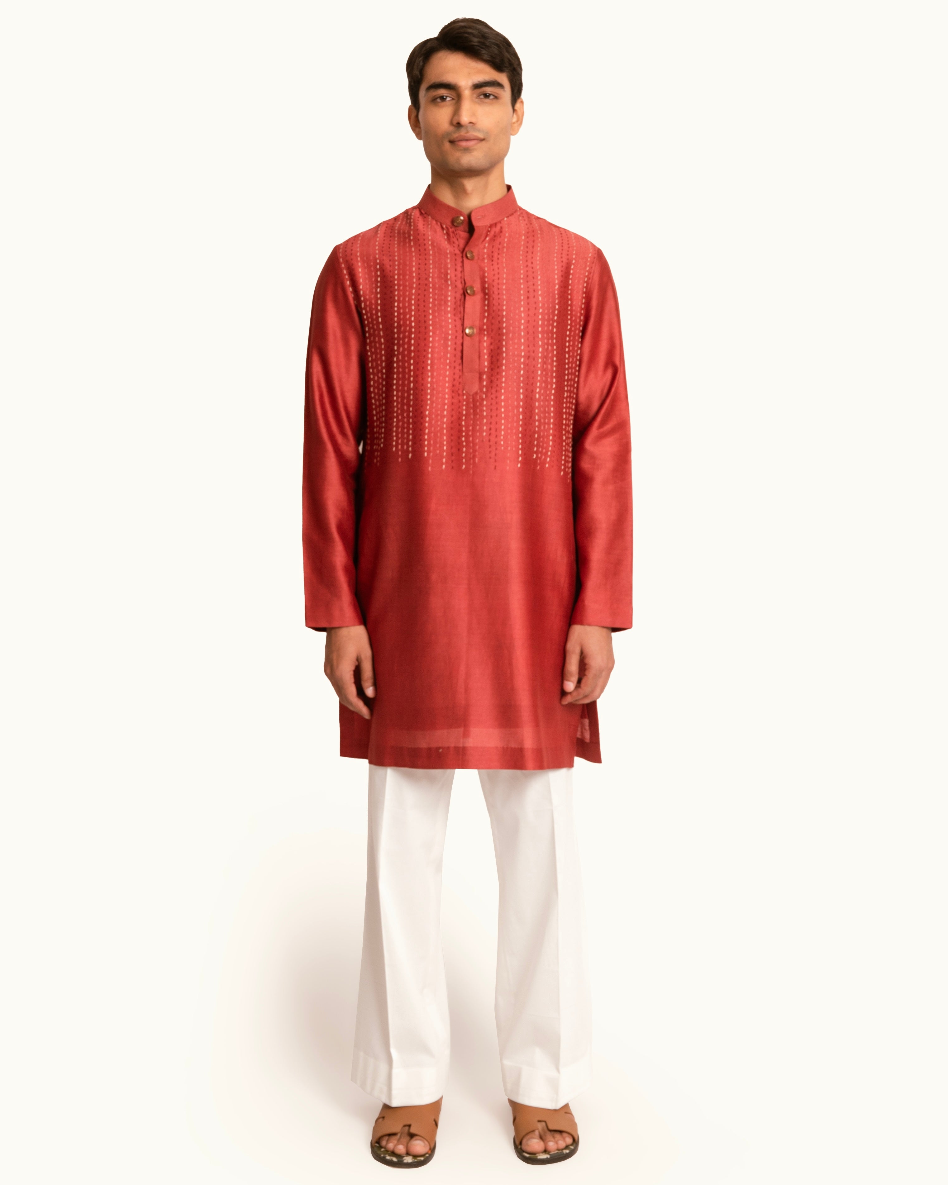 Terracotta Kantha Kurta Set