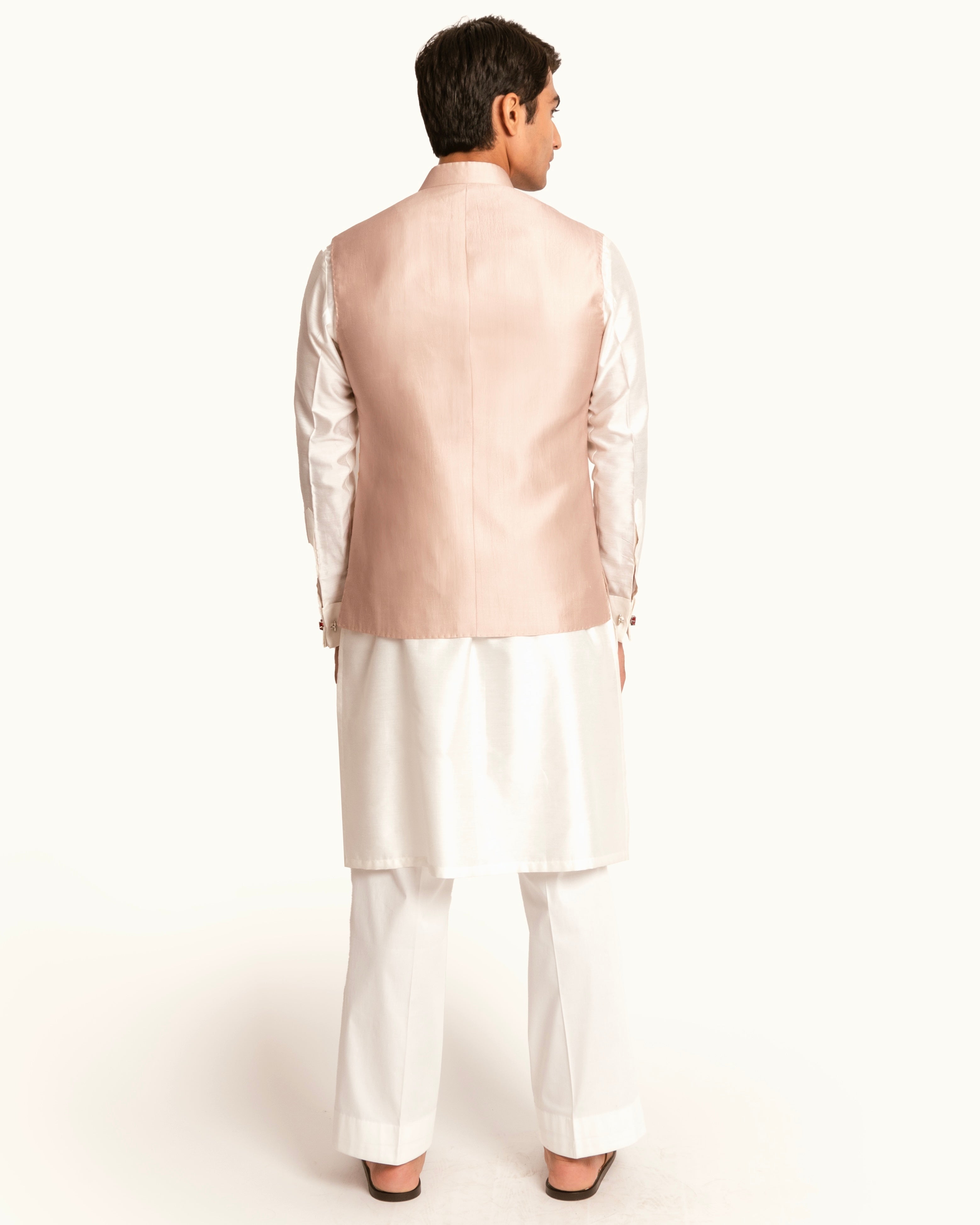 Floral Printed Rose Pink Sadri in Silk