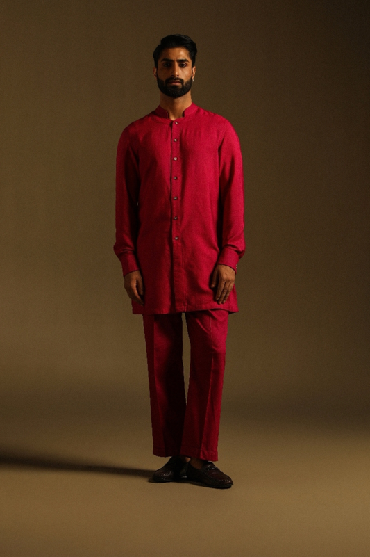 Rani Pink Cotton Silk Kurta & Pajama