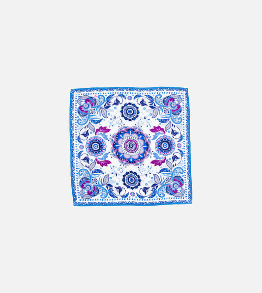 White and blue petal print