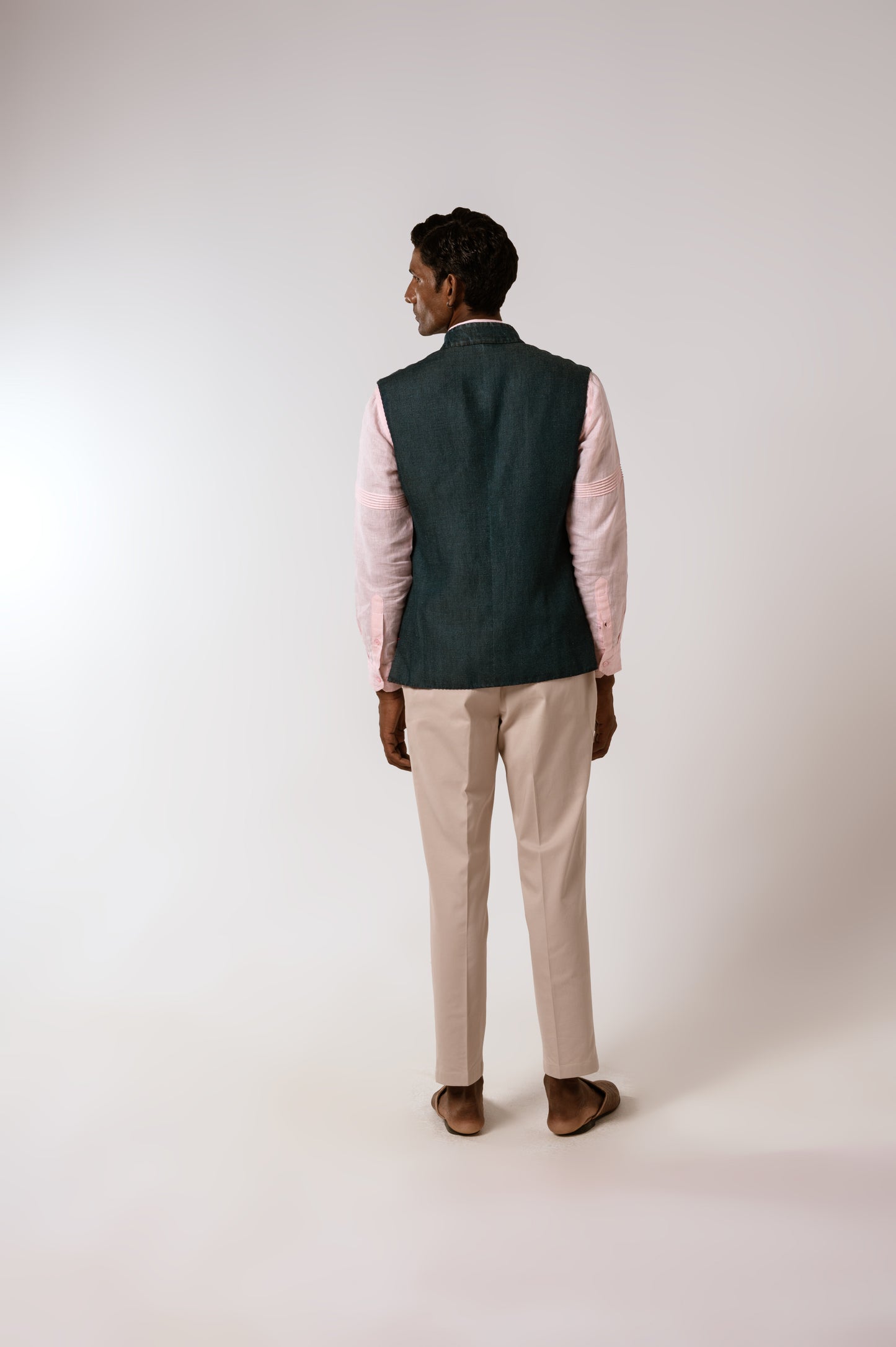 Ameer Sadri In Blue Cotton Linen Denim