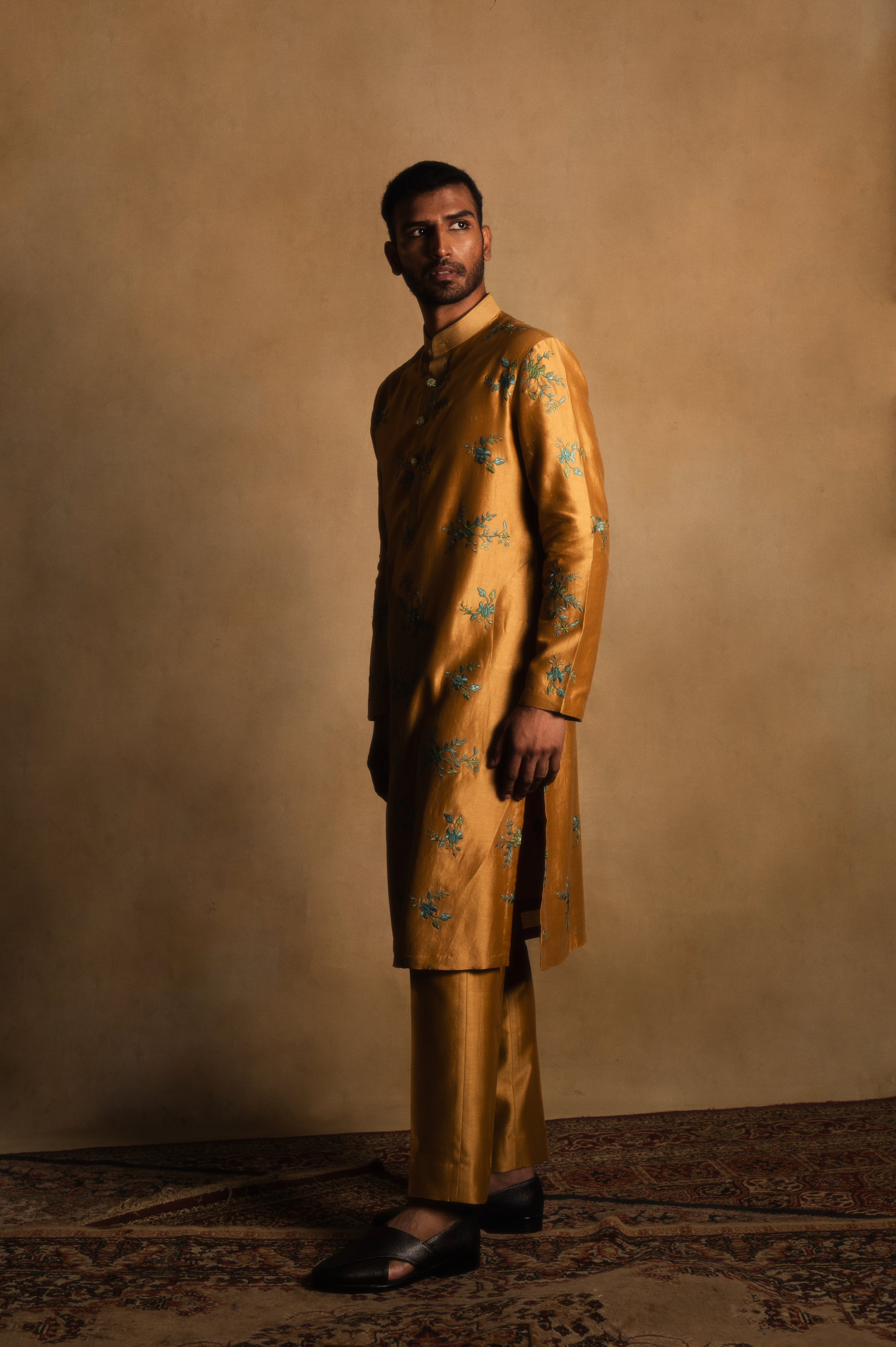 Chanderi Silk Kurta in Yellow