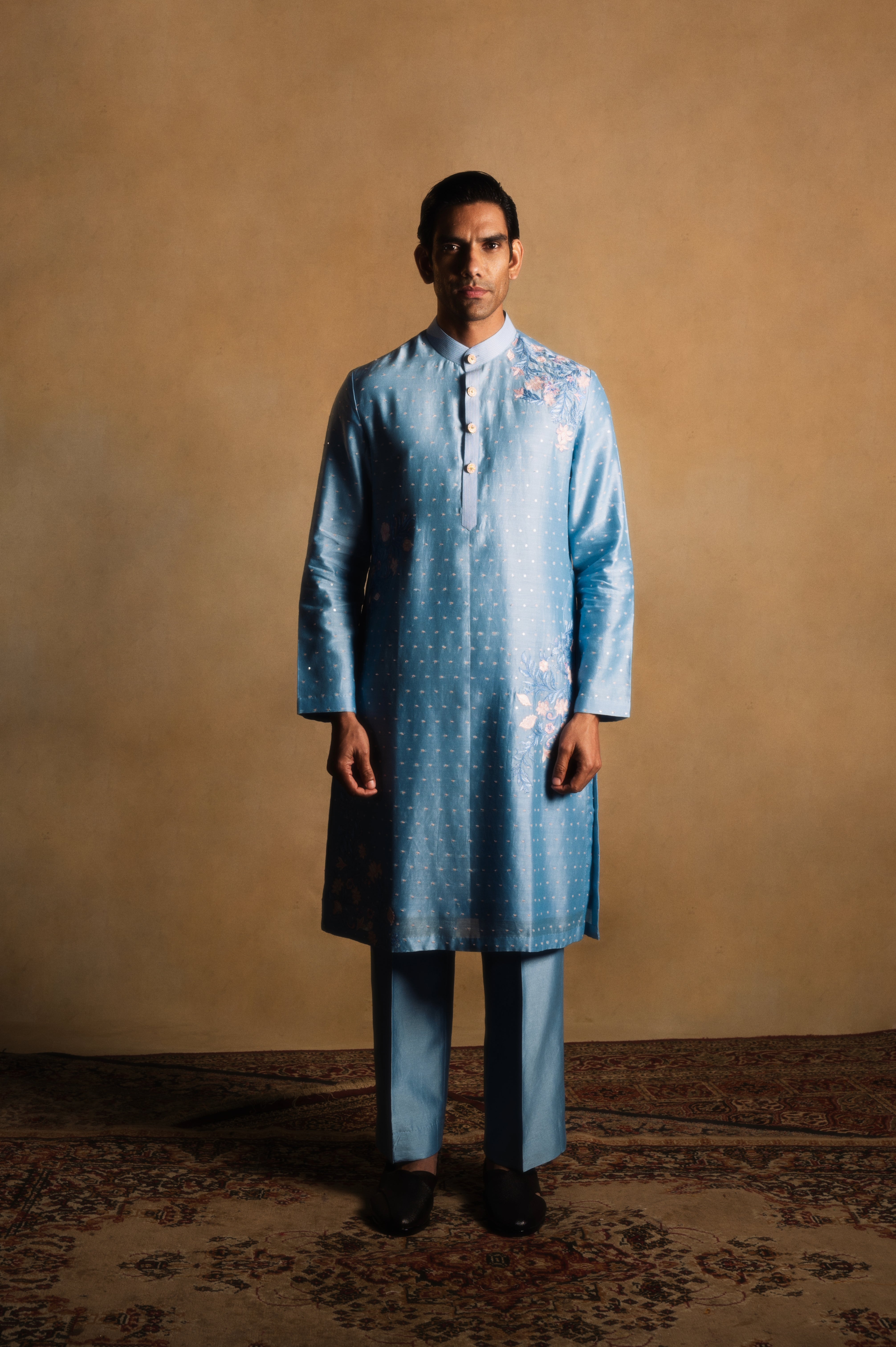 Chanderi Silk Kurta in Powder Blue