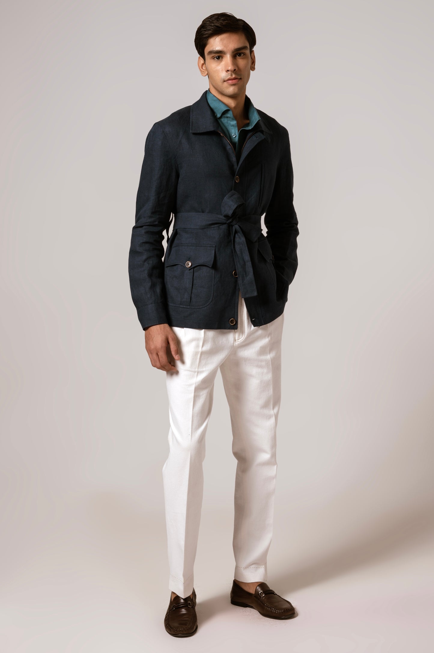 Bush Jacket in Indigo Linen