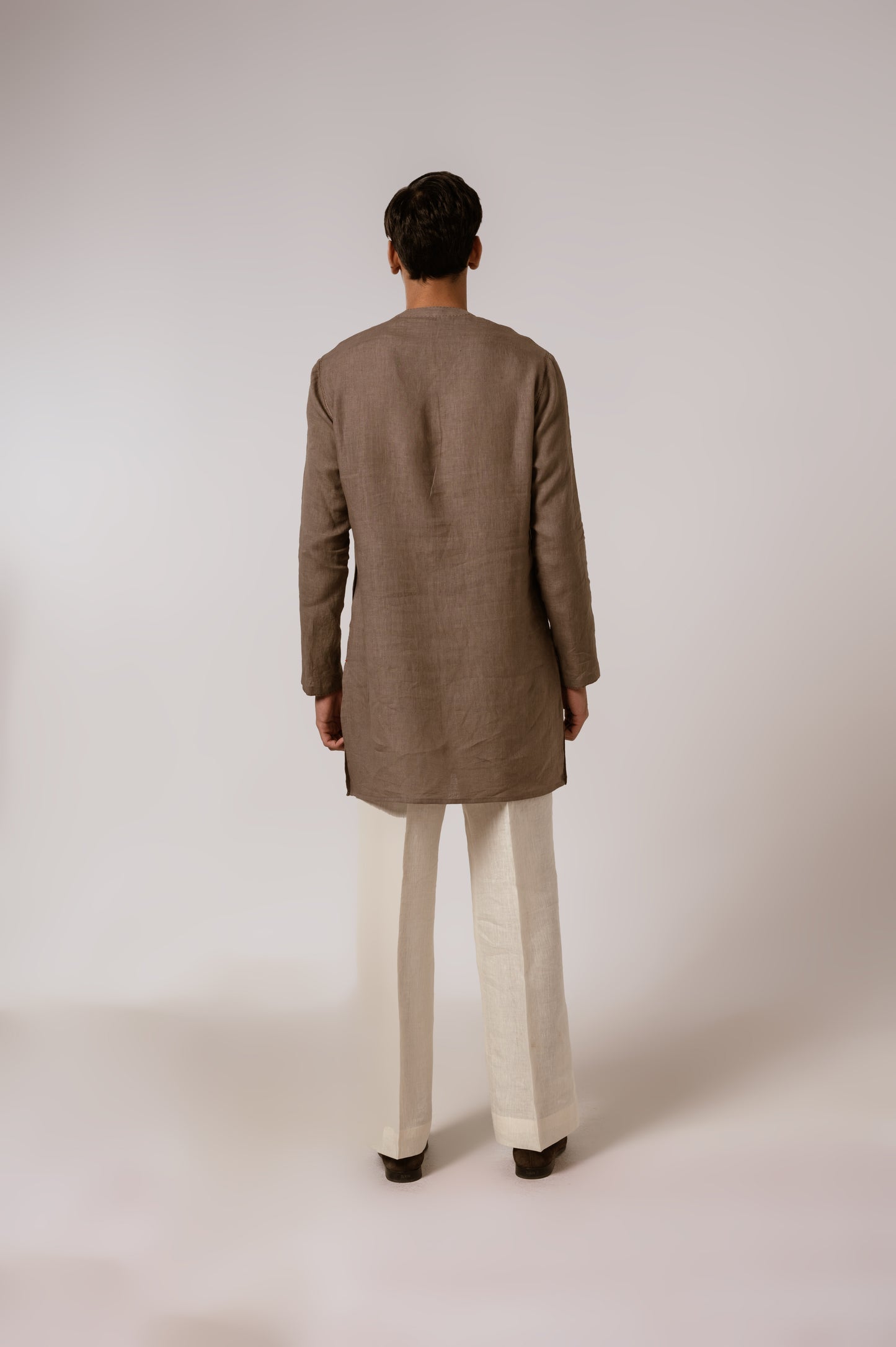 Brown Linen Kurta Set